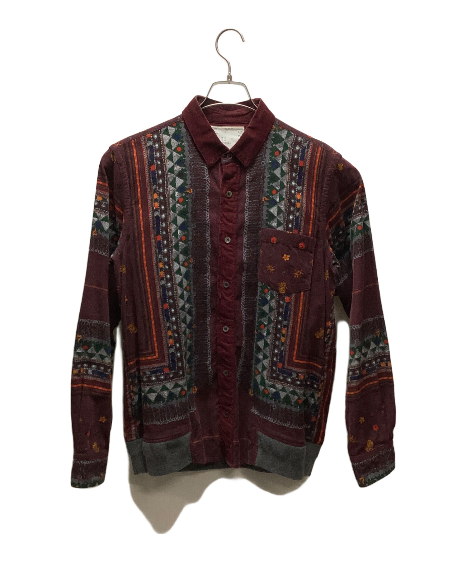 中古・古着通販】sacai (サカイ) コーデュロイシャツ ワインレッド 