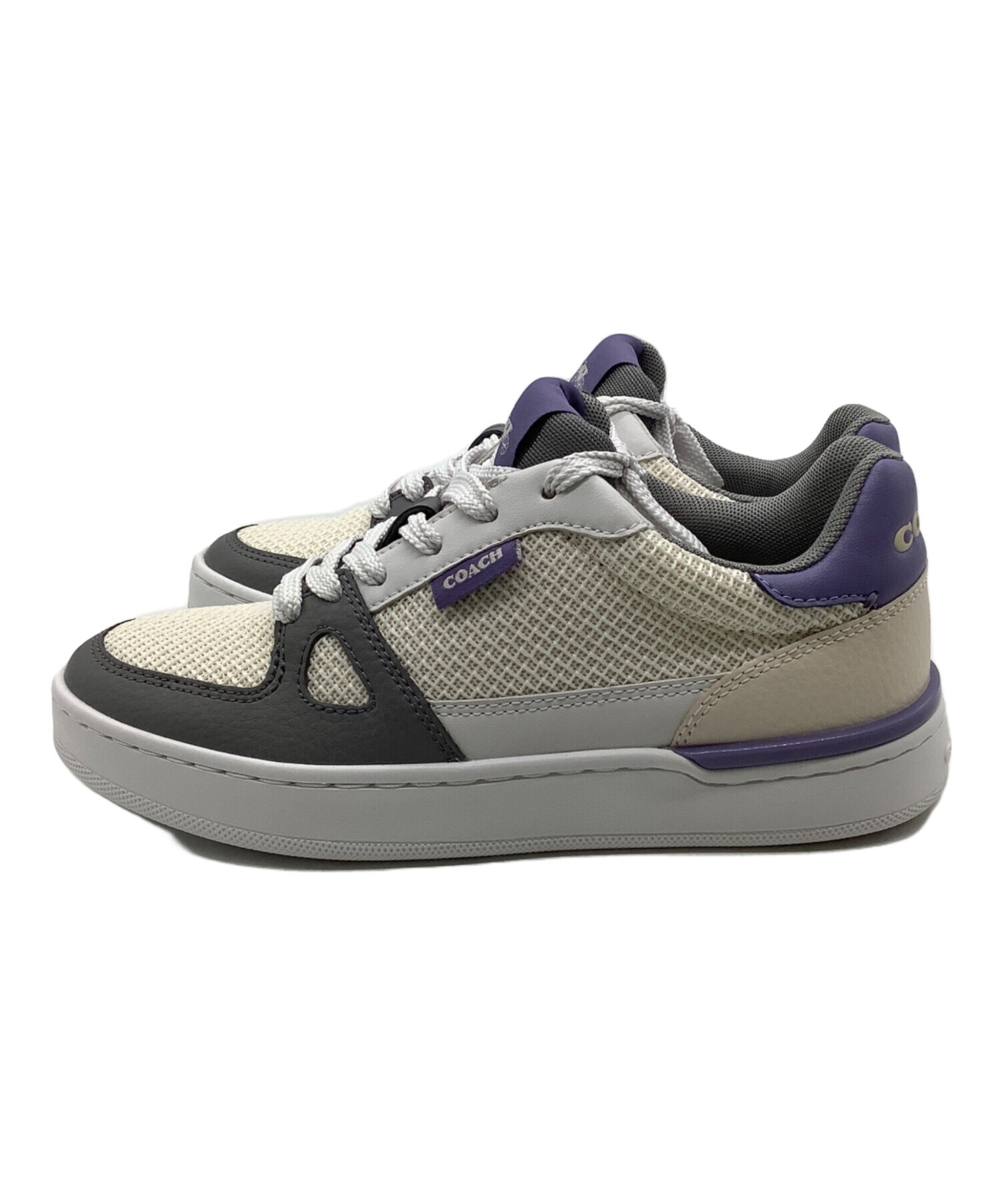 COACH ホワイト/パープル スニーカー新品未使用 中古・古着通販】COACH (コーチ) スニーカー ホワイト×パープル サイズ