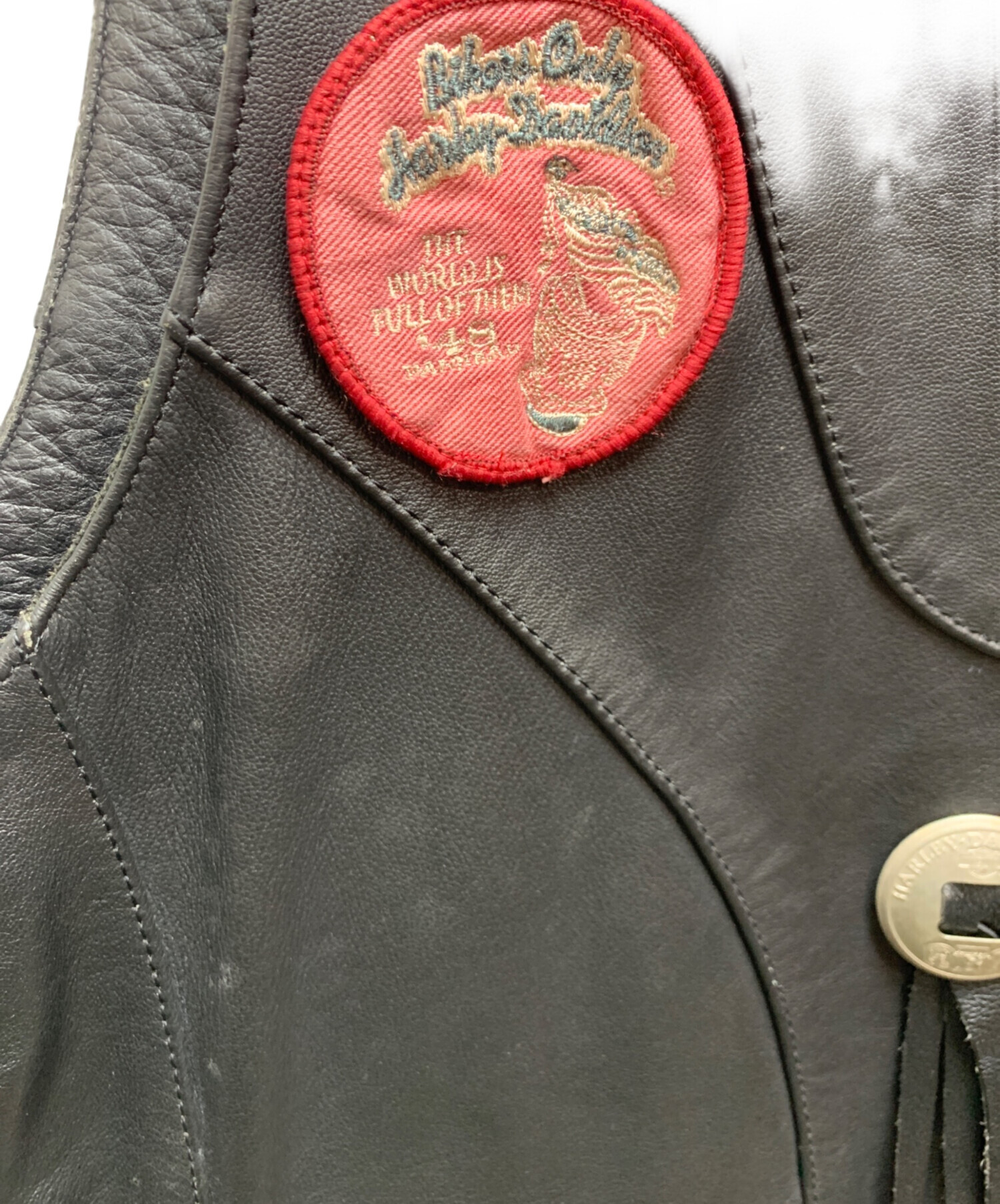 ハーレーダビッドソン　レザー ベスト　ＵＳ　Ｌサイズ 中古・古着通販】HARLEY-DAVIDSON (ハーレーダビッドソン) レザー