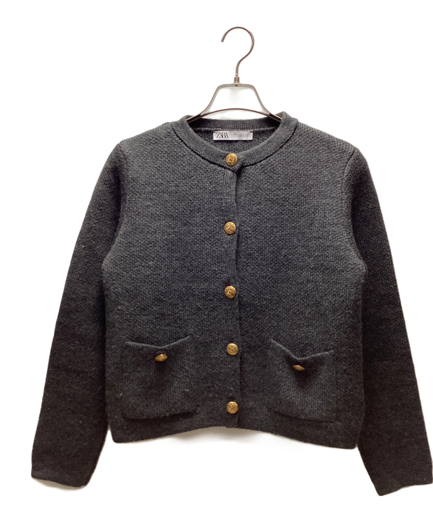 中古・古着通販】ZARA (ザラ) ニットカーディガン ブラック サイズ:L