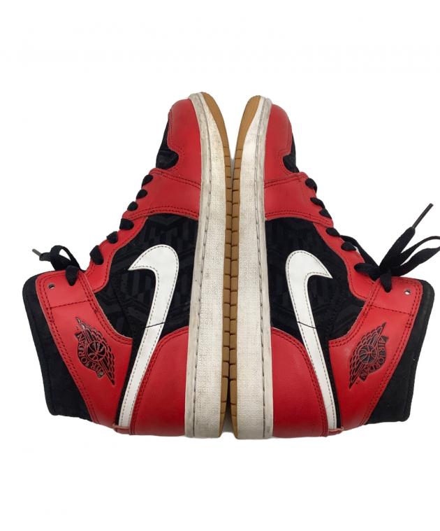 中古・古着通販】NIKE (ナイキ) ハイカットスニーカー レッド×ブラック