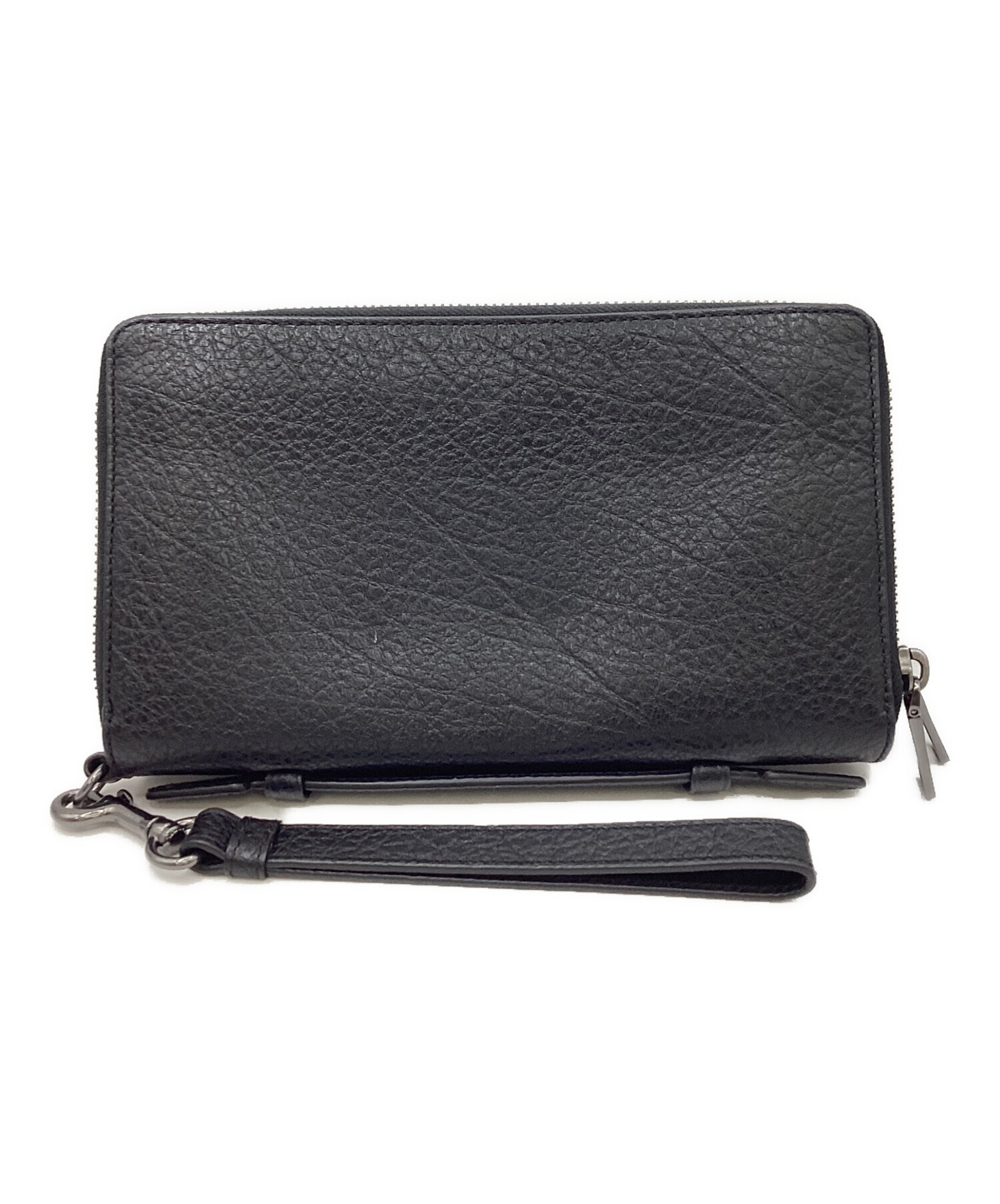 COACH ブラックレザー ダブルファスナー 中古・古着通販】COACH (コーチ) ダブルジップオーガナイザー ブラック