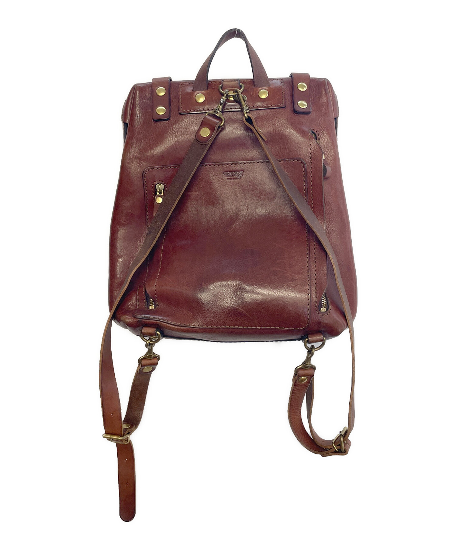 HERZ レザーリュックサック ブラウン 中古・古着通販】Herz (ヘルツ) レザーリュック ブラウン｜ブランド