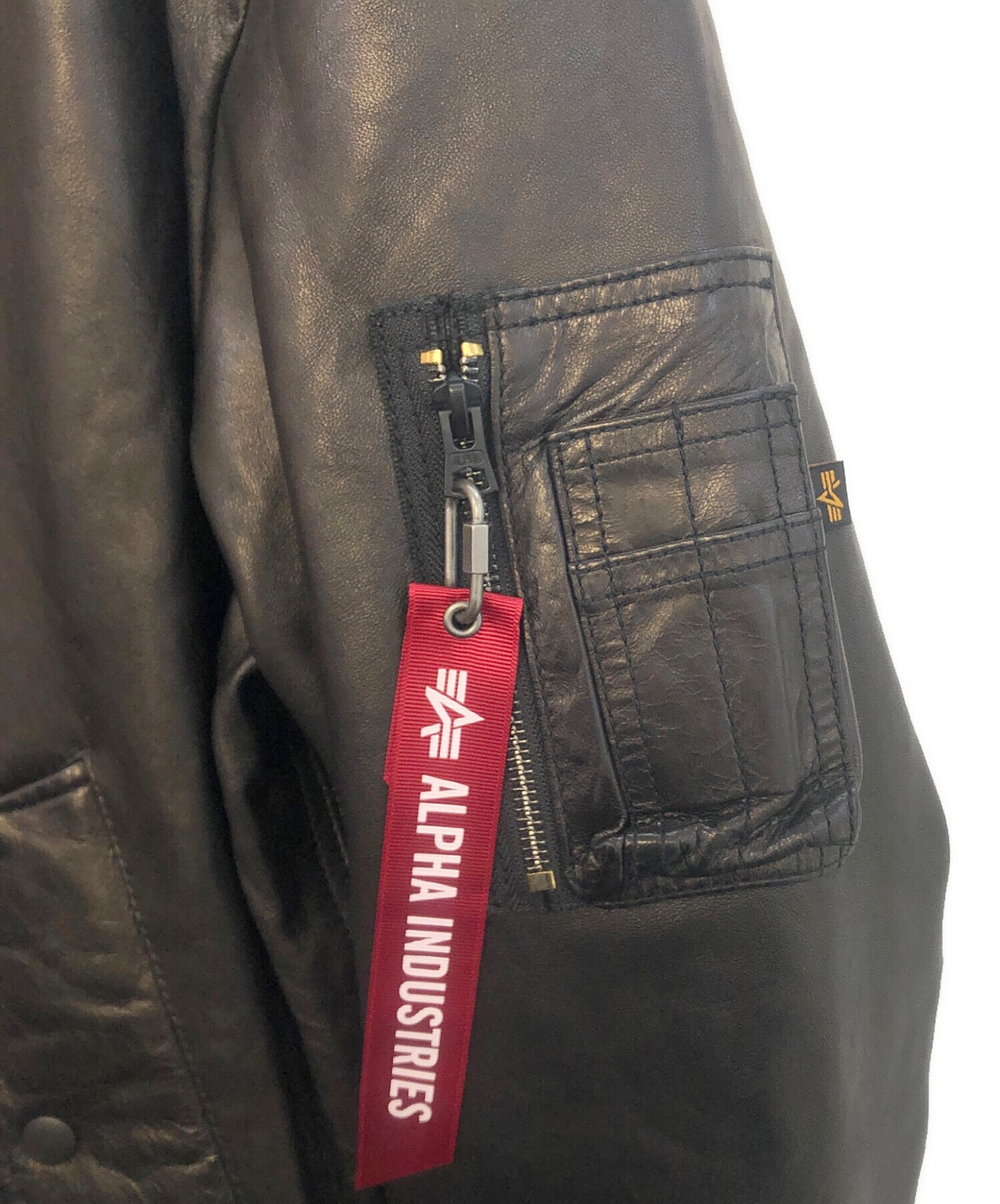 中古・古着通販】ALPHA (アルファ) MA-1レザーダウンジャケット