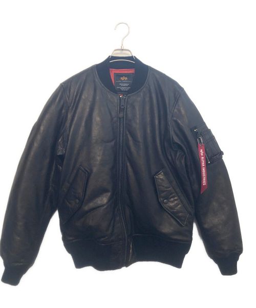 中古・古着通販】ALPHA (アルファ) MA-1レザーダウンジャケット