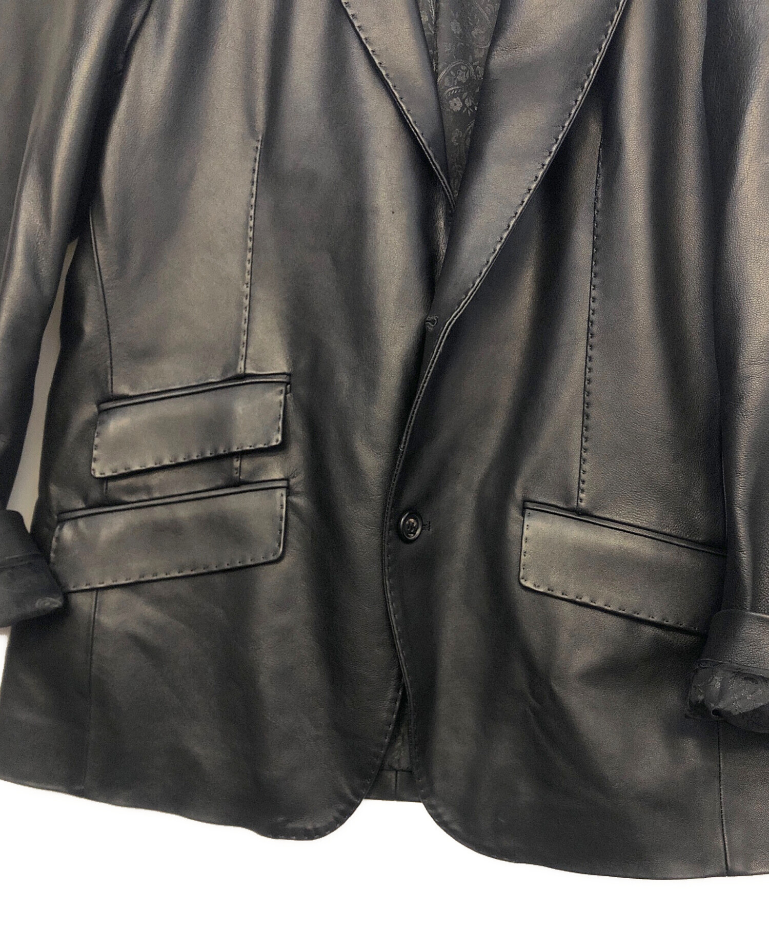 美品　MEN'S BIGI　Lサイズ　羊革　オールレザー2Bテーラードジャケット MEN'S BIGI 革ジャン ライダース クロームタンニングレザー