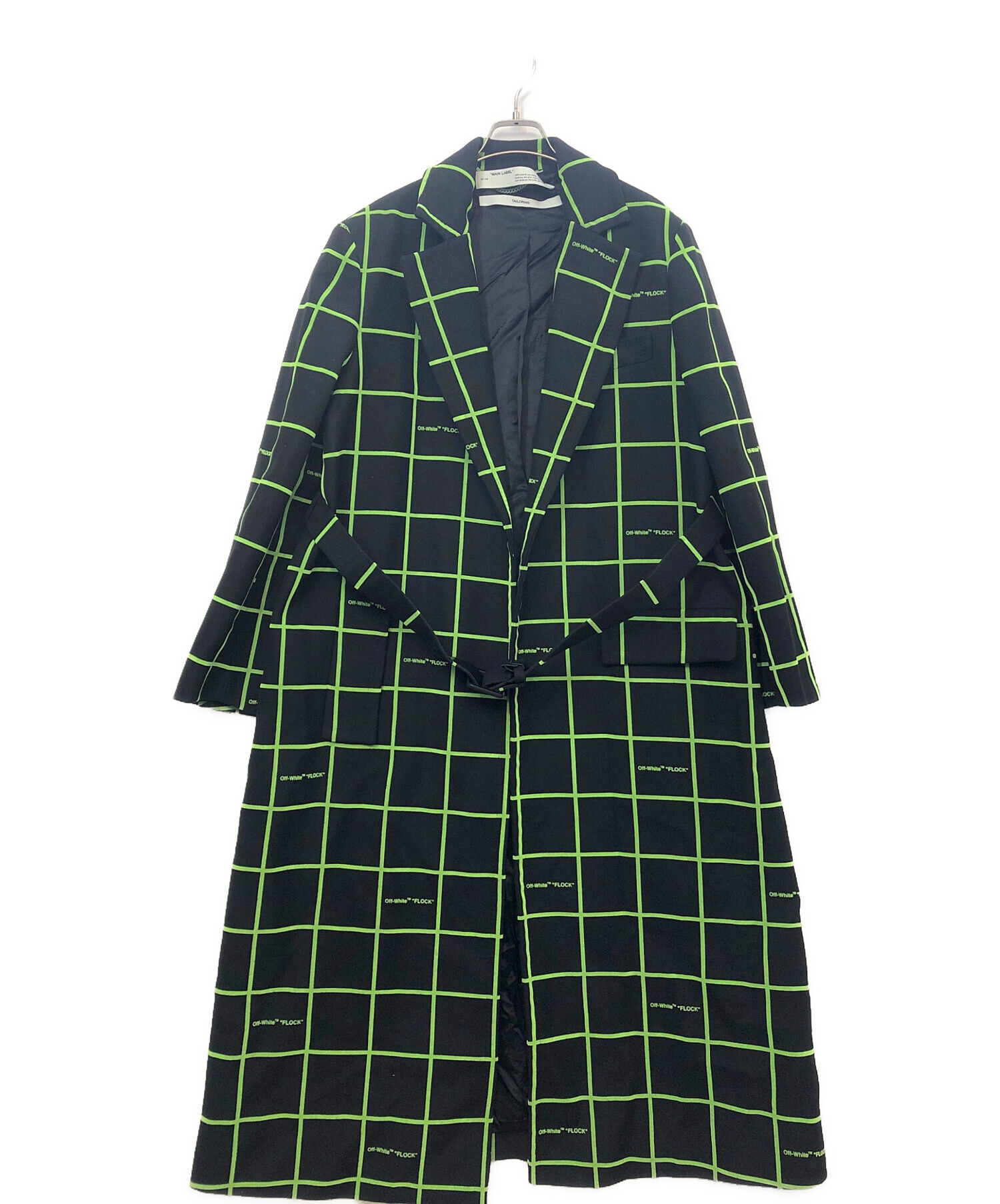 中古・古着通販】OFFWHITE (オフホワイト) コート ブラック 中古・古着通販】OFFWHITE (オフホワイト) コート ブラック