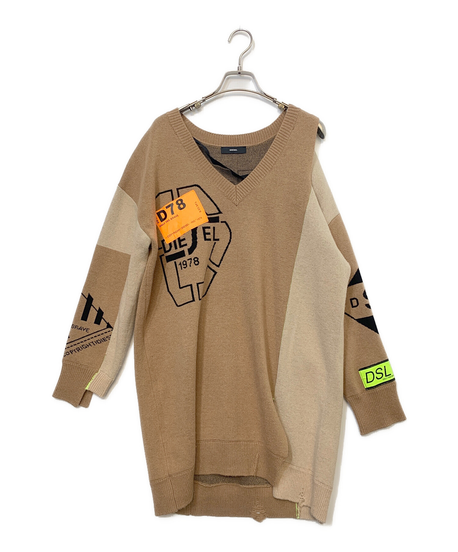 【即完】ディーゼル DIESEL ハイゲージニット　メンズ ベージュ コムドット DIESEL ニット ベージュ 即完】ディーゼル DIESEL ハイゲージニット