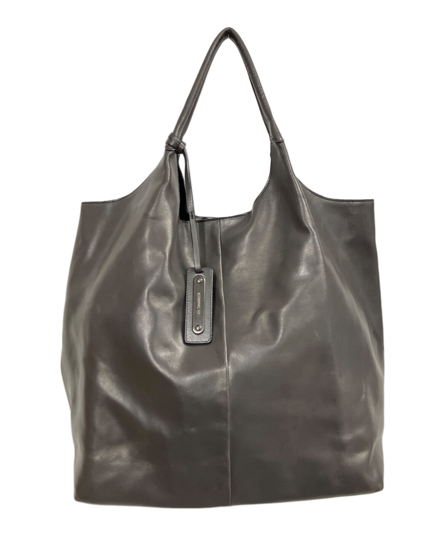 JIL SANDER ジルサンダー　フルレザートートバッグ　グレー　本革 中古・古着通販】JIL SANDER (ジルサンダー) トートバッグ グレー