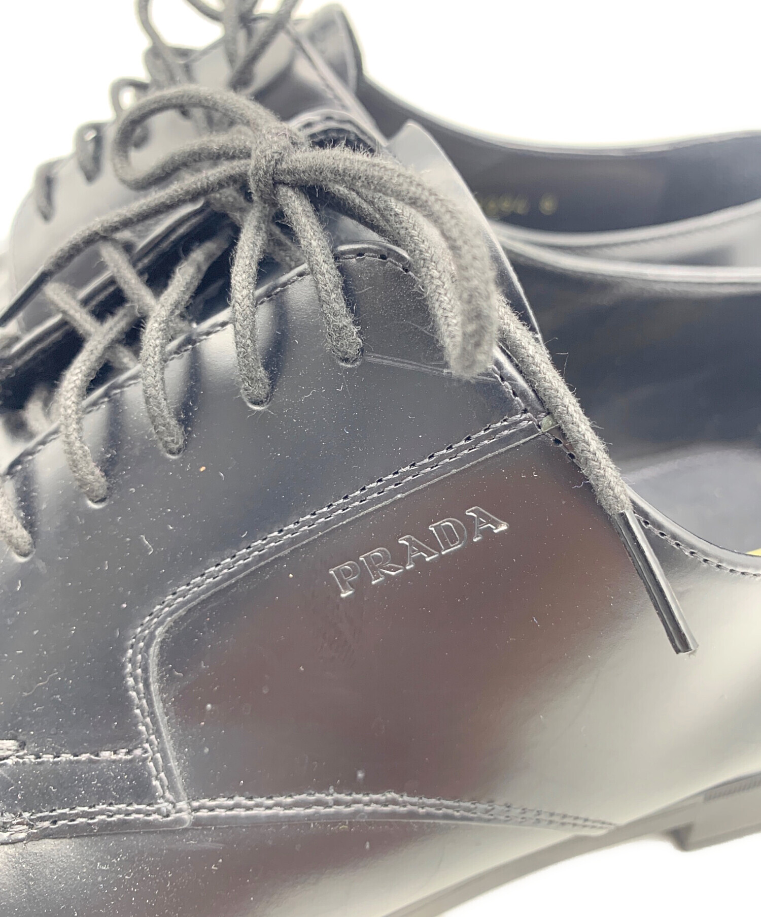 PRADAドレスシューズ・ビジネスシューズ □PRADA プラダ ブラッシュドレザー レースアップシューズ (PRADA