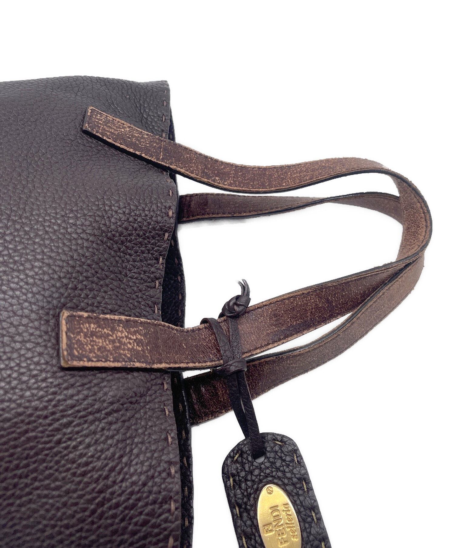 中古・古着通販】FENDI (フェンディ) レザーハンドバッグ ブラウン 