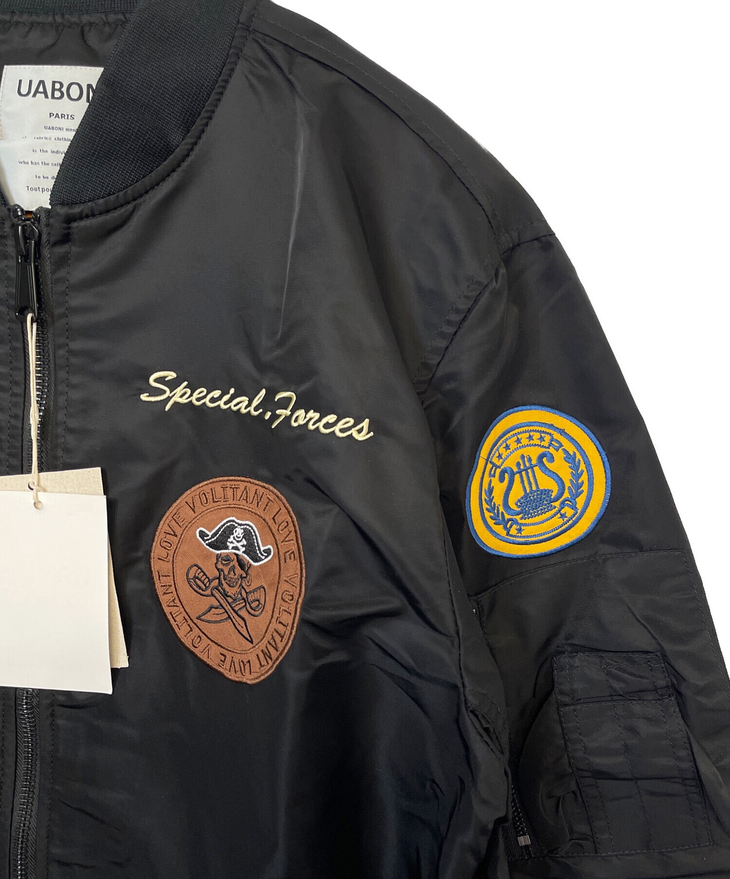 UABONI / フライトジャケット/52/ポリエステル/BLK 中古・古着通販】uaboni (ユアボニ) フライトジャケット ブラック