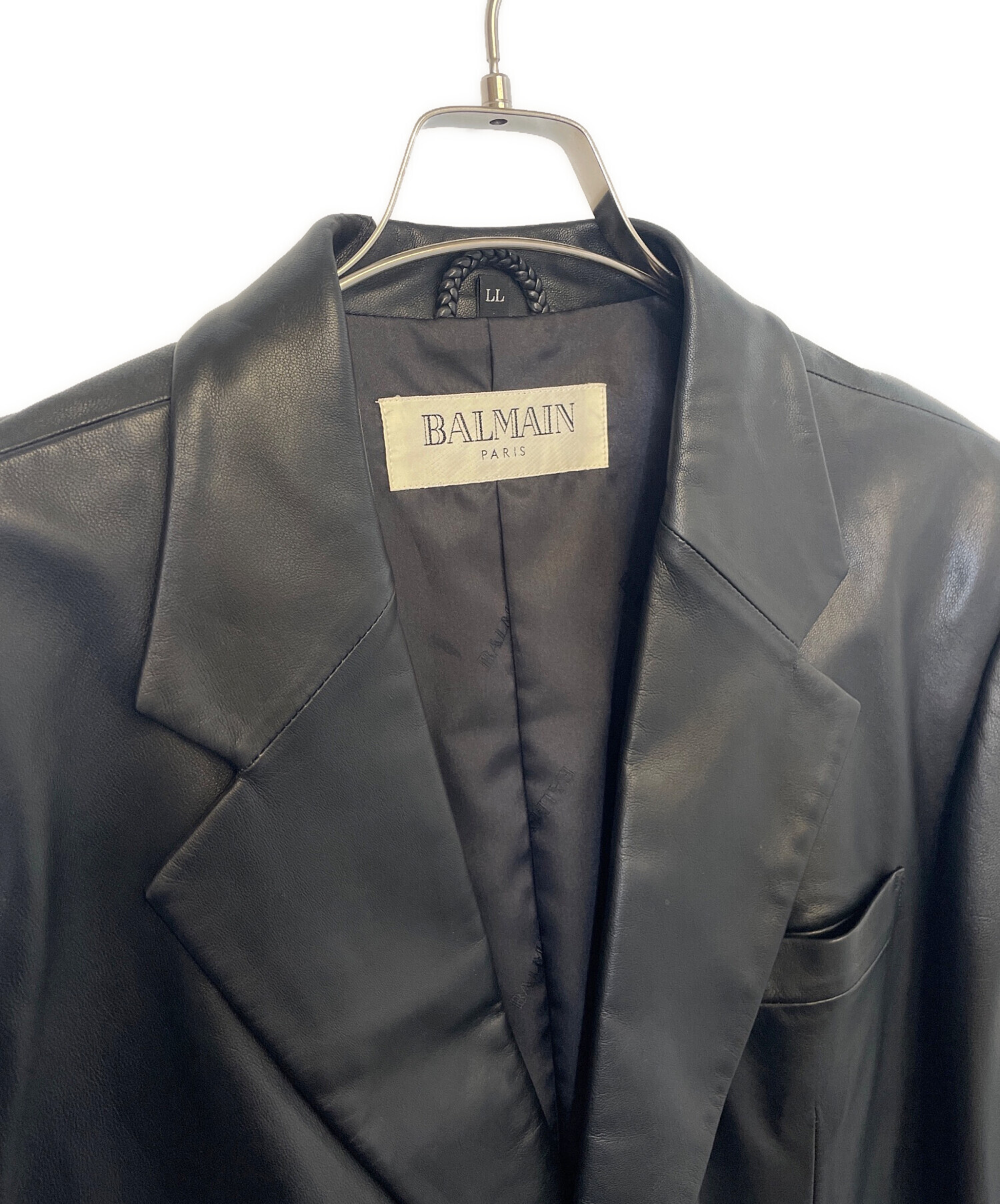 中古・古着通販】BALMAIN (バルマン) レザーテーラードジャケット