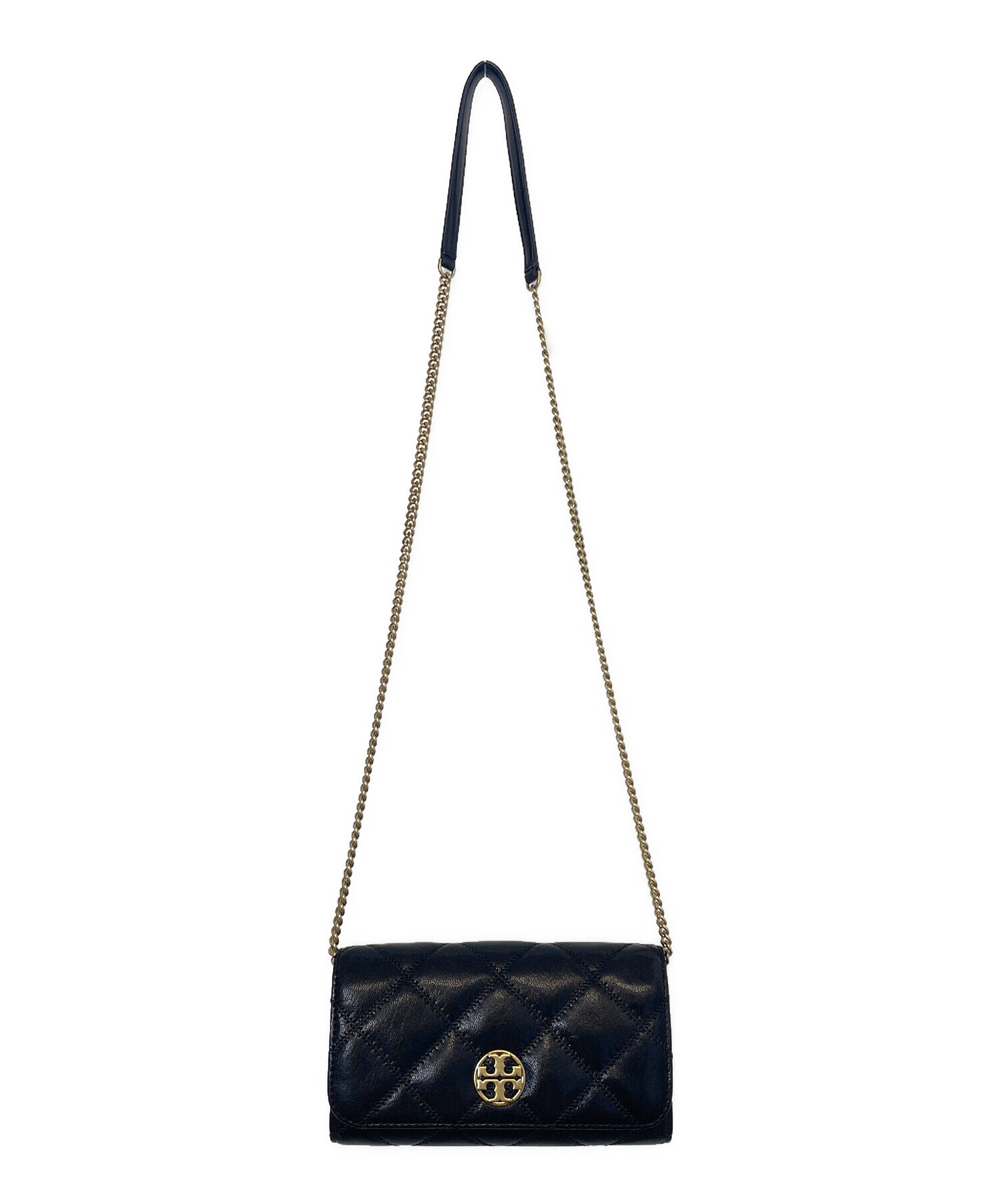 【未使用】トリーバーチ チェーンウォレット キルティング マット ブラック Tory Burch キルティングウォレット マットブラック 未使用