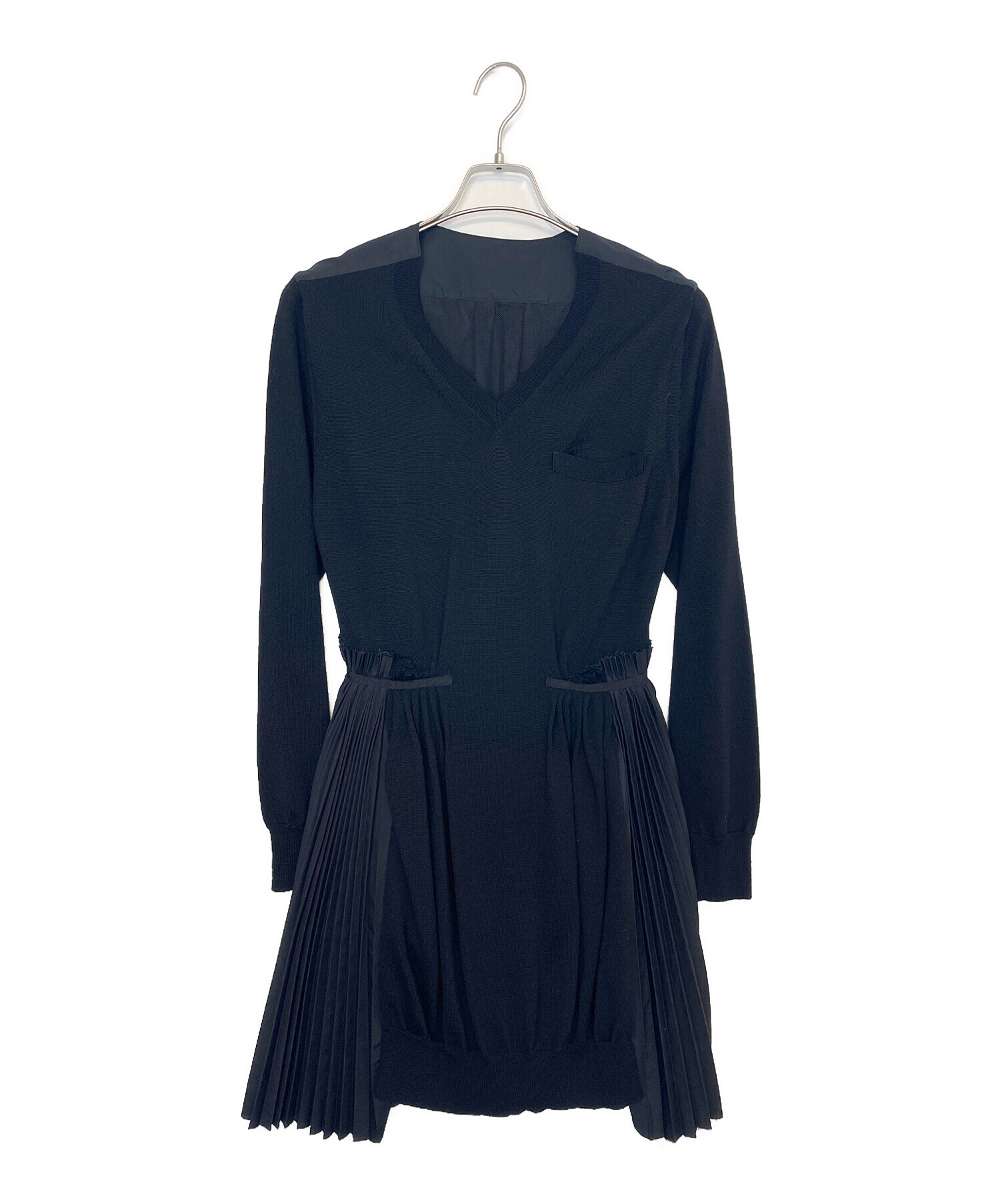 中古・古着通販】sacai (サカイ) 長袖ワンピース ブラック サイズ:2