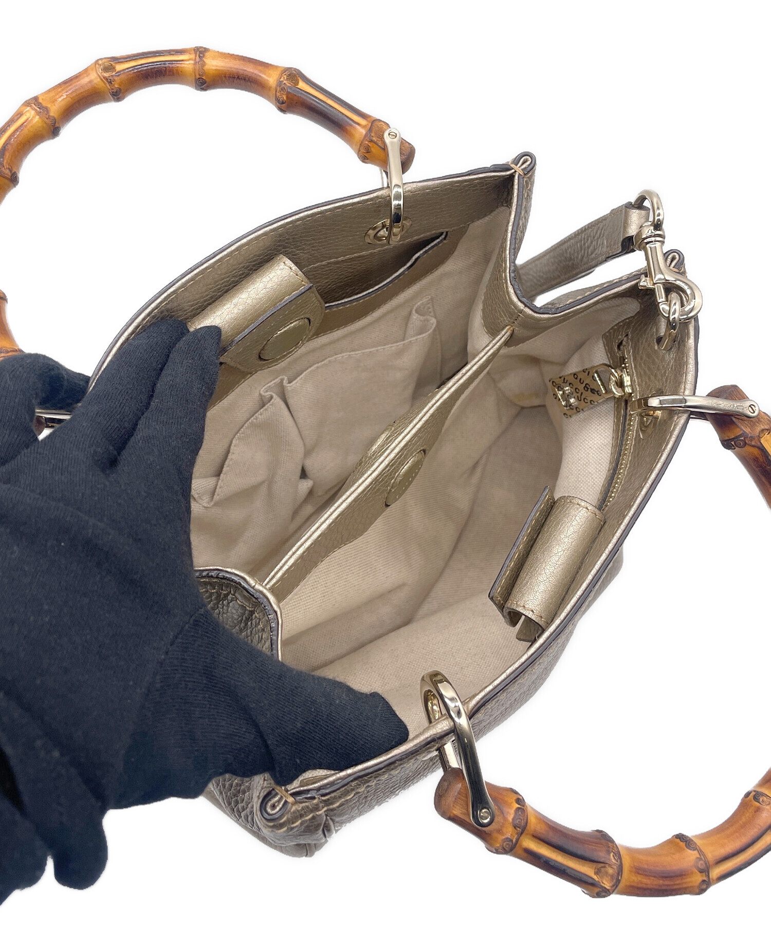 Gucci ハンドバッグ ベージュ/ブラウン 中古・古着通販】GUCCI (グッチ) ハンドバッグ ベージュ×ブラウン