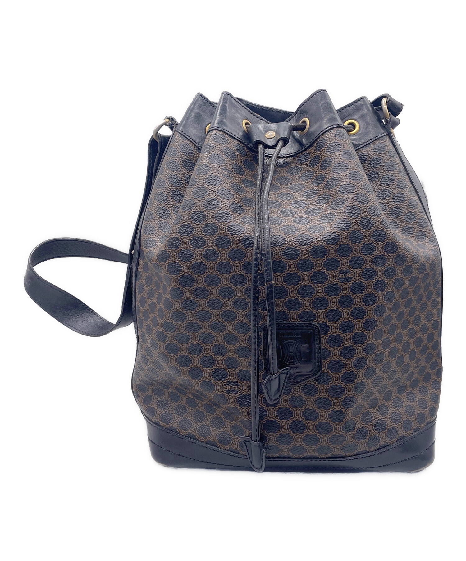 中古・古着通販】CELINE (セリーヌ) 巾着バッグ ブラック×ブラウン 