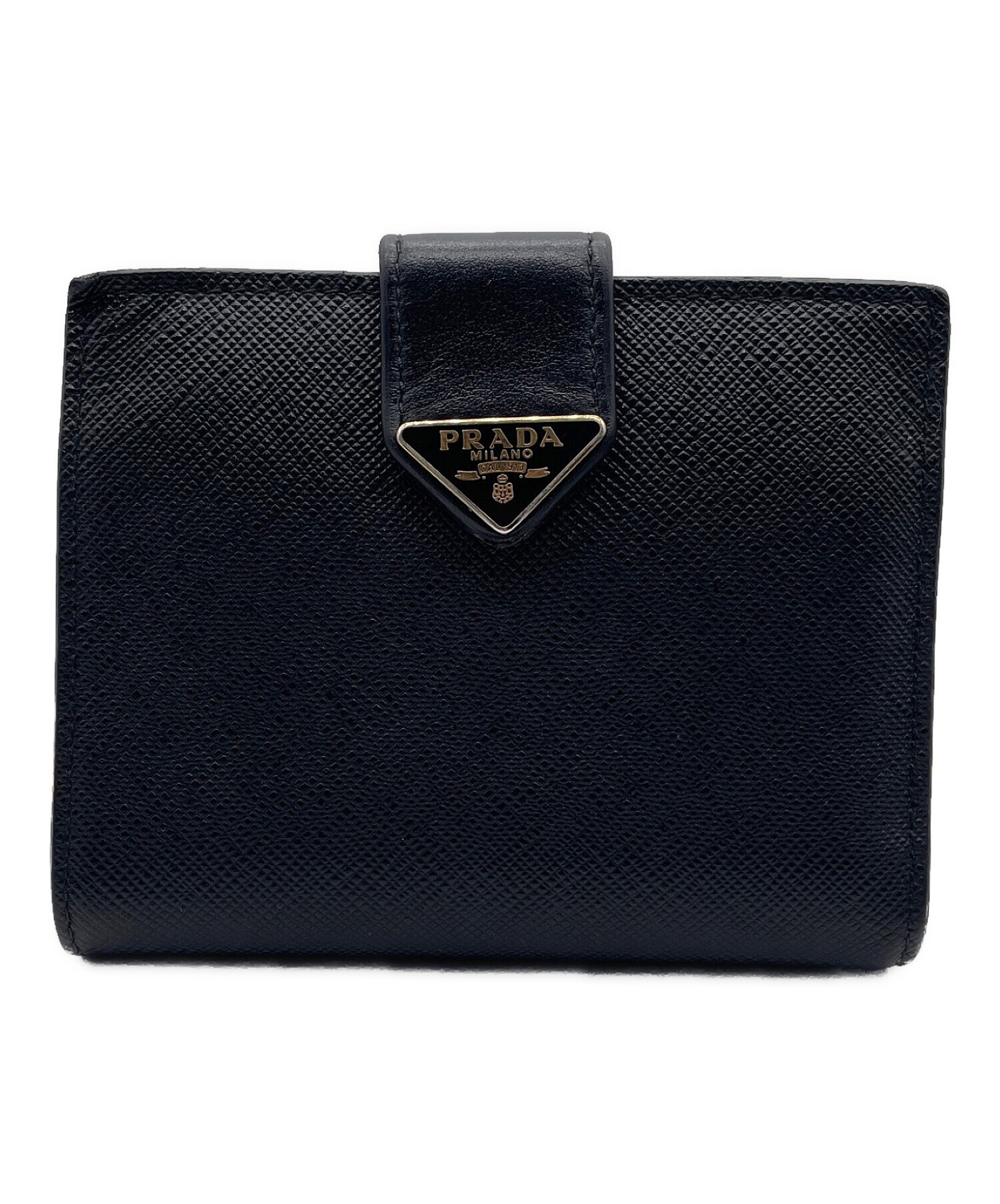 PRADA プラダ 財布・ケース レディース 【古着】【中古】 中古・古着通販】PRADA (プラダ) 2つ折り財布 ブラック｜ブランド