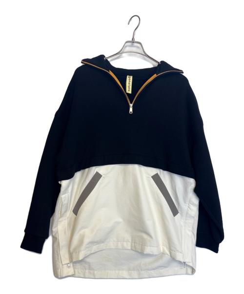 nagonstans ナゴンスタンス 異素材ドッキング パーカー ブラック 38 nagonstans(ナゴンスタンス) embroidery hoodie - COLDBECK ONLINE
