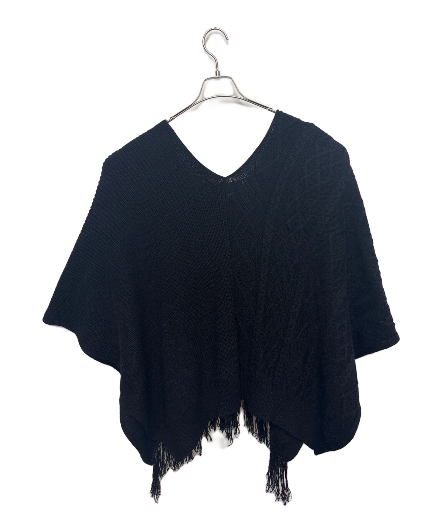 中古・古着通販】gomme (ゴム) ニットポンチョ ブラック サイズ:表記