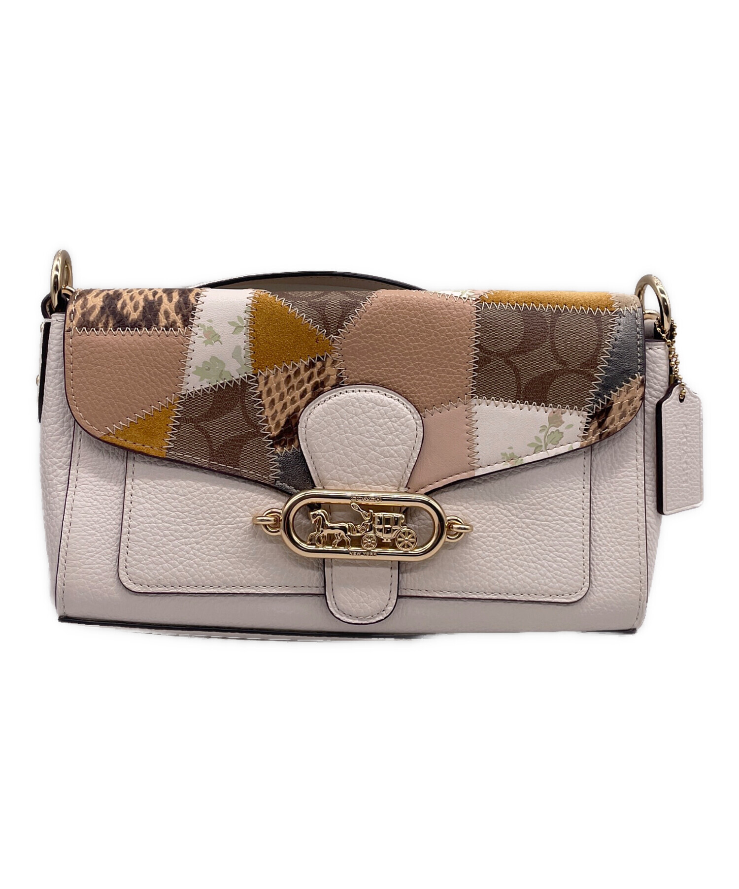 COACH ショルダーバッグ ブラウン アイボリー 中古・古着通販】COACH (コーチ) ショルダーバッグ アイボリー