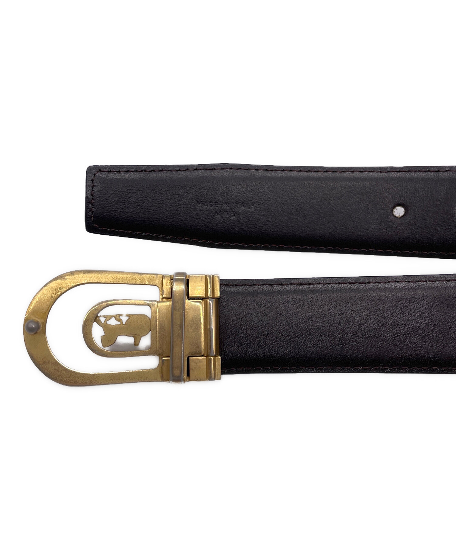 CELINE セリーヌ ベルト  黒 【古着】【中古】【送料無料】 中古・古着通販】CELINE (セリーヌ) サークルロゴバックル ベルト