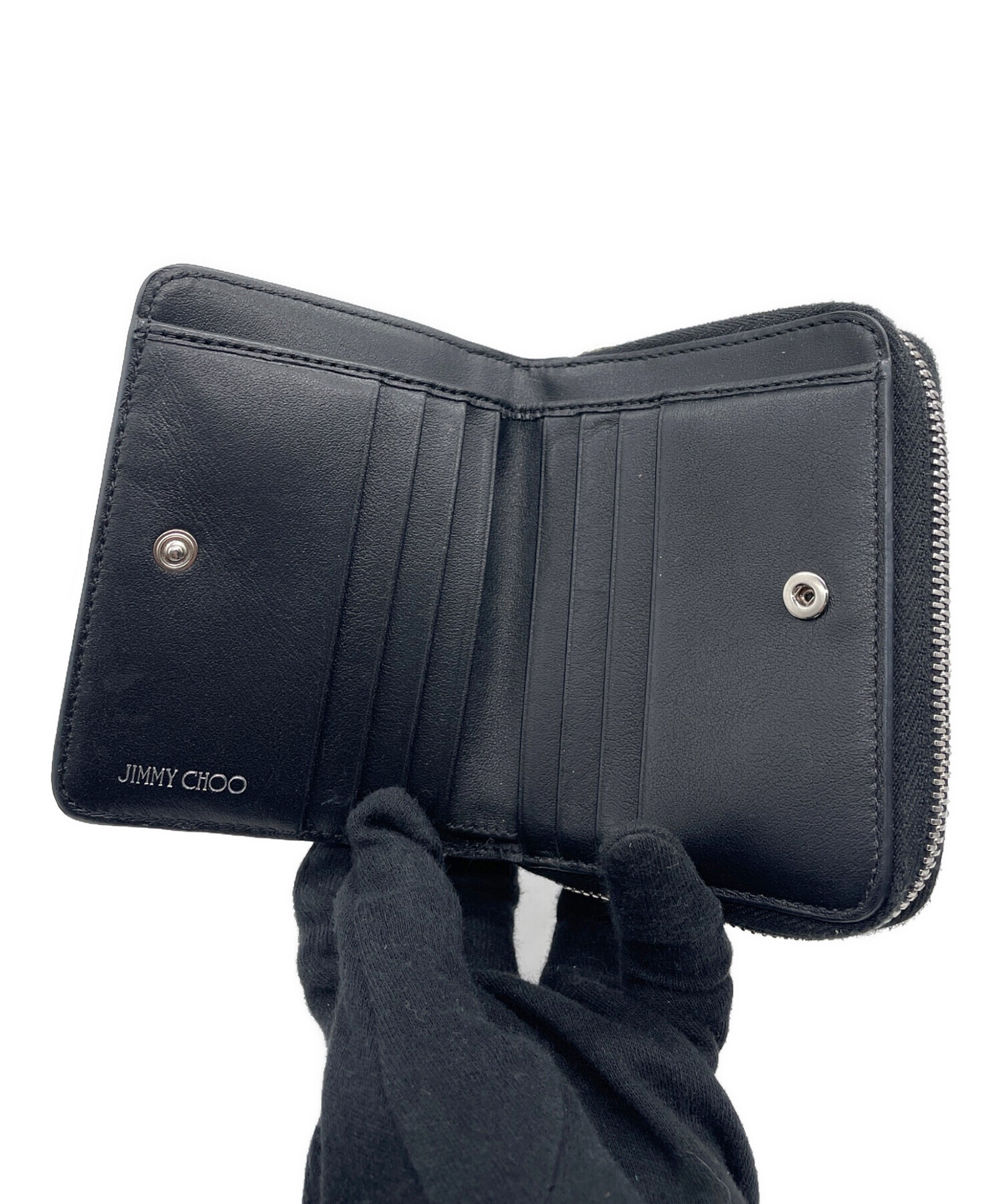 中古・古着通販】JIMMY CHOO (ジミーチュウ) 2つ折り財布 ブラック