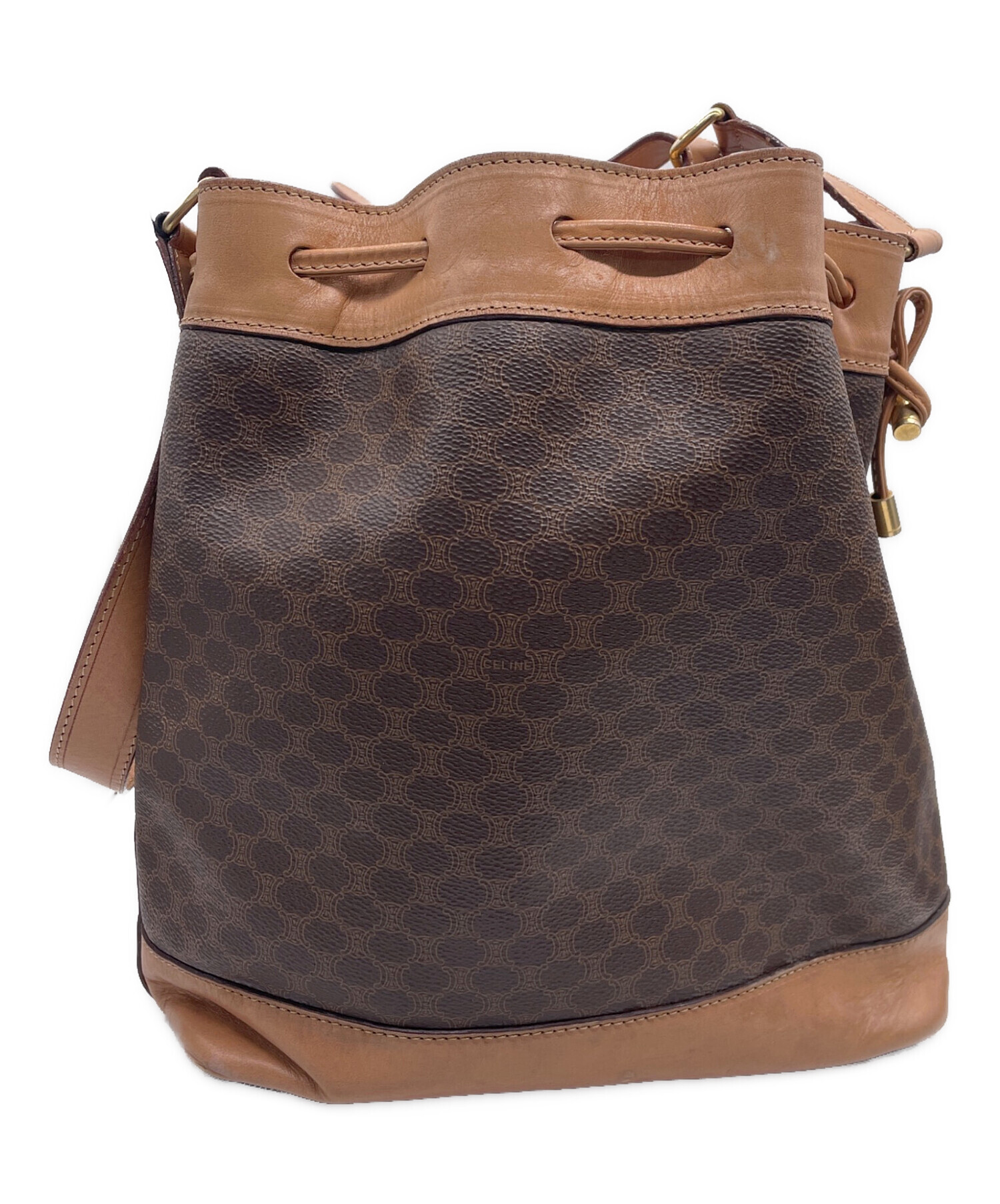 中古・古着通販】CELINE (セリーヌ) 巾着型ショルダーバッグ ブラウン 