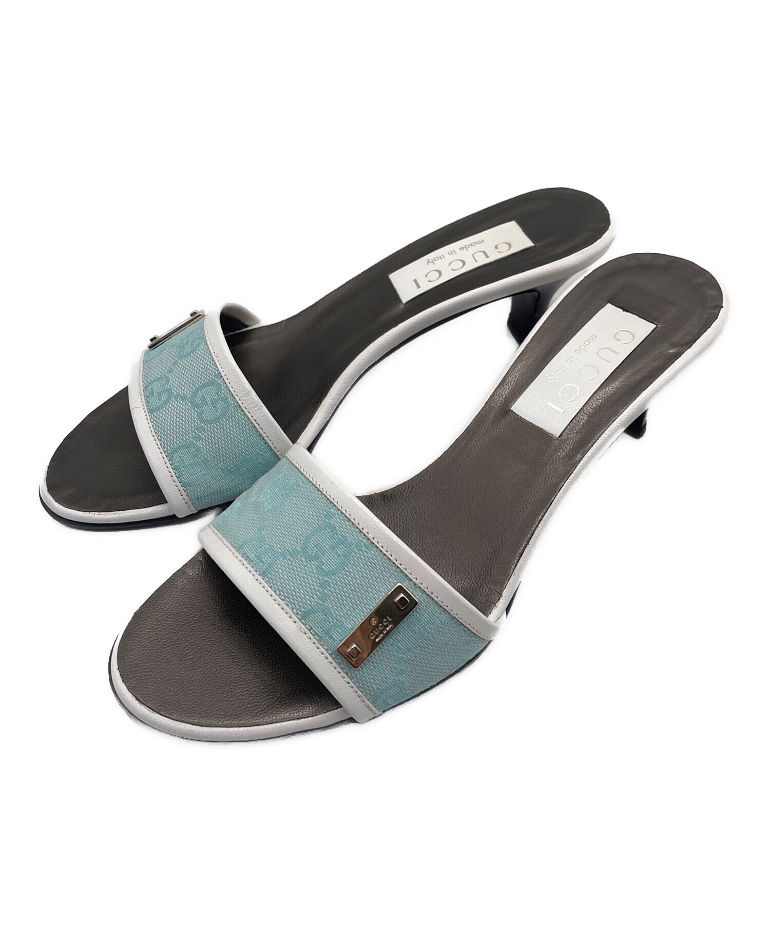 中古・古着通販】GUCCI (グッチ) ミュール ブルー×ブラック サイズ:6C