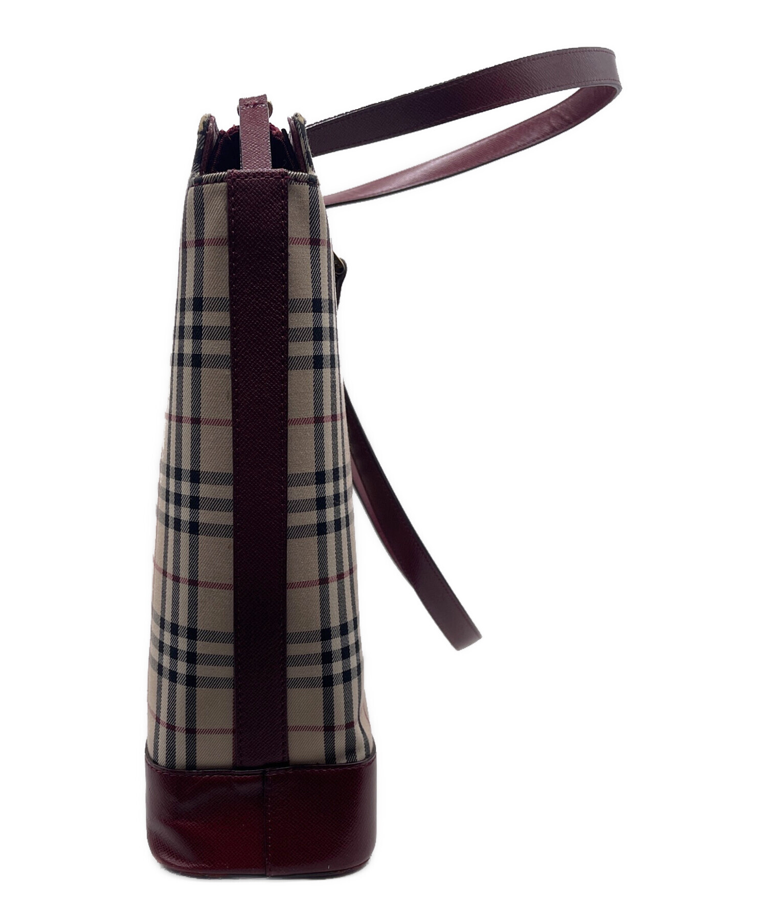 中古・古着通販】BURBERRY (バーバリー) トートバッグ ベージュ×レッド 
