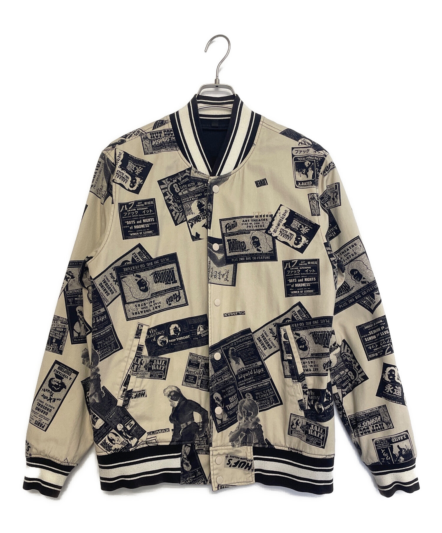 中古・古着通販】HUF (ハフ) スタジャン ブラック サイズ:M｜ブランド 