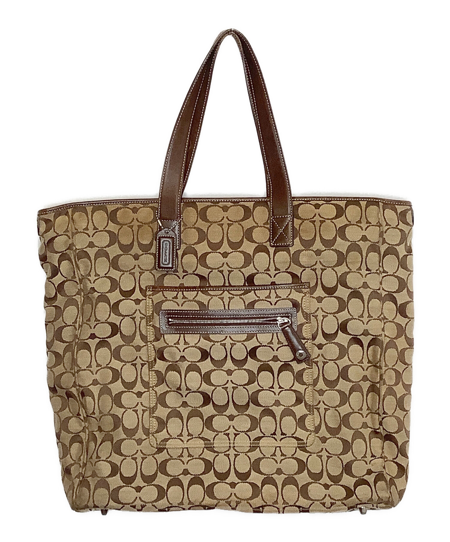 中古・古着通販】COACH (コーチ) トートバッグ ブラウン×ベージュ 