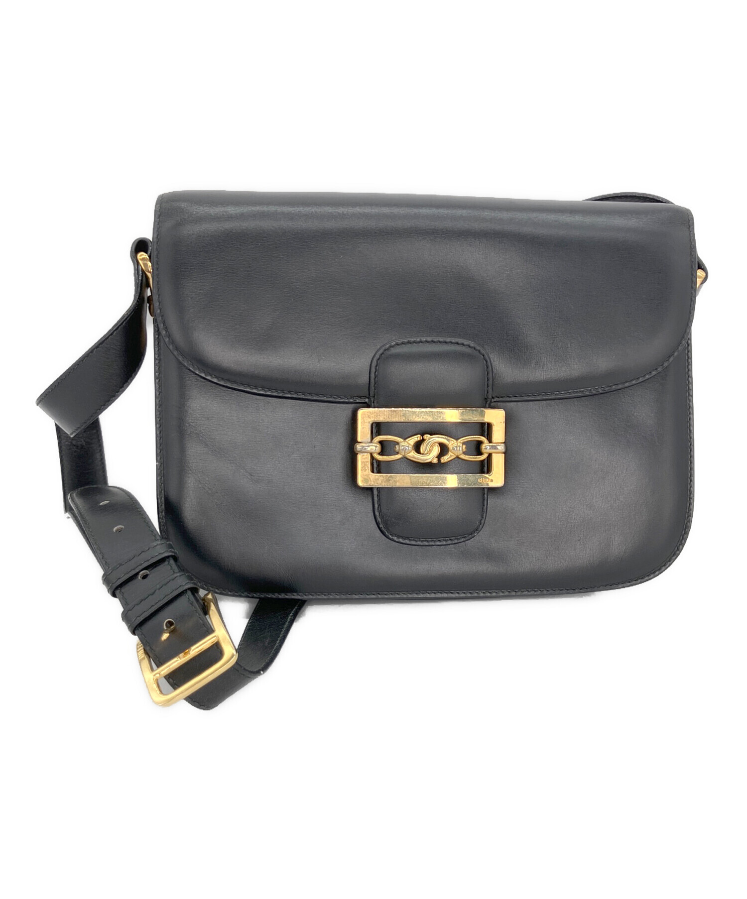 CELINE セリーヌ ゴールド ホースビット金具 レザー ショルダーバッグ ブラック ヴィンテージ CELINE（セリーヌ） ショルダーバッグ ホースビット ヴィンテージ