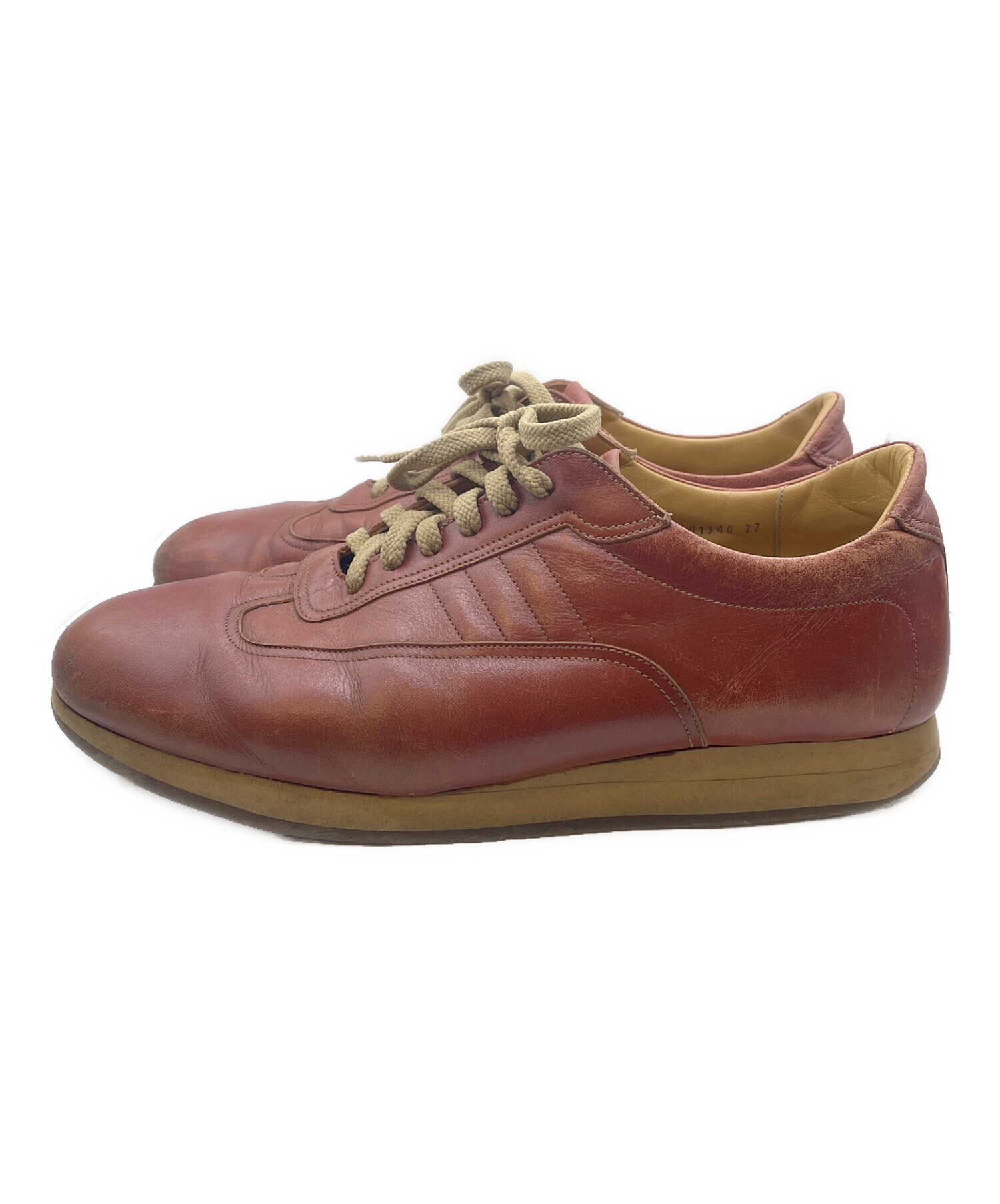 中古・古着通販】BURBERRY (バーバリー) レザースニーカー ブラウン
