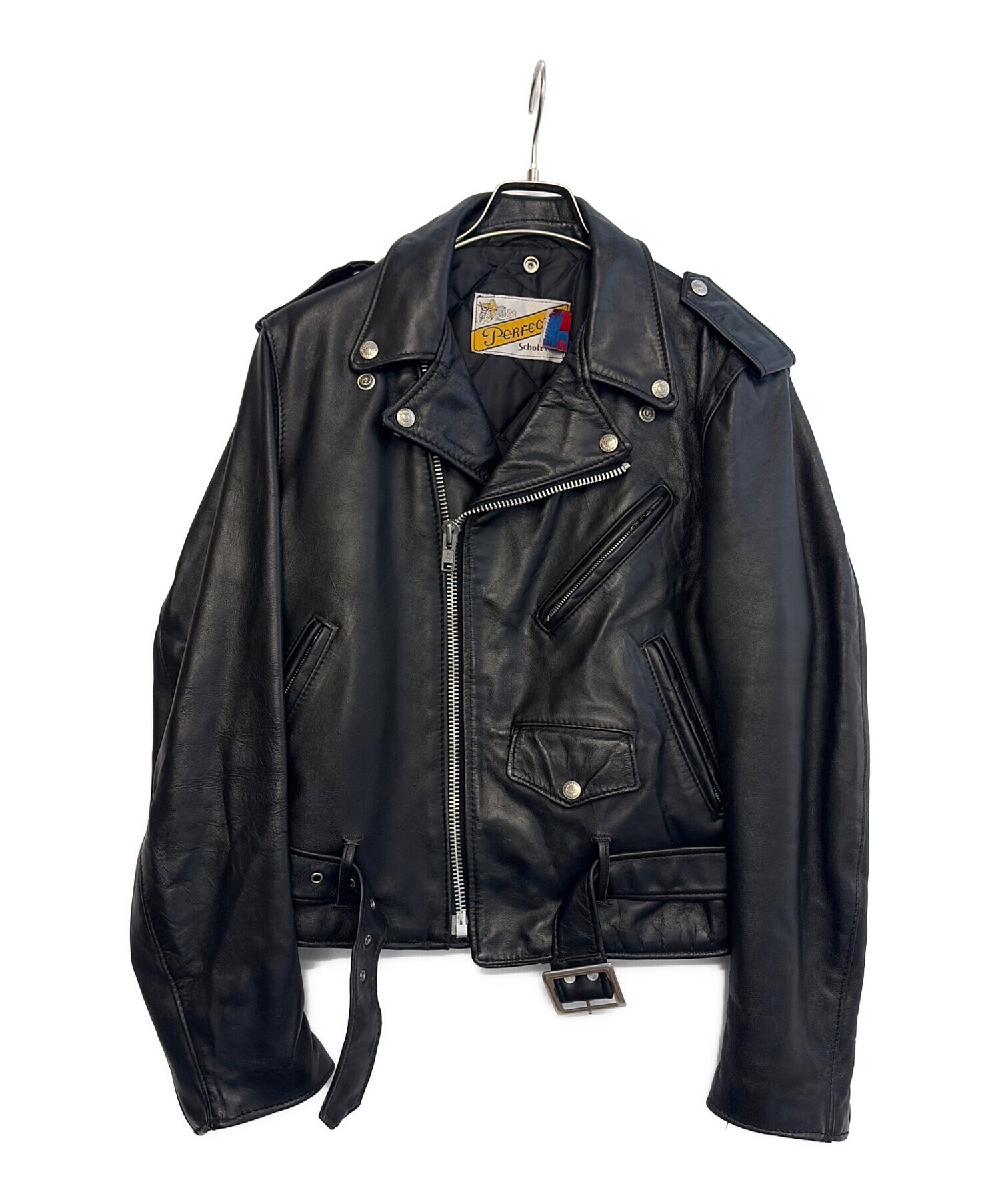 Schott Perfecto ダブルライダースジャケット ブラック 中古・古着通販】PERFECTO by Schott (パーフェクト バイ ショット