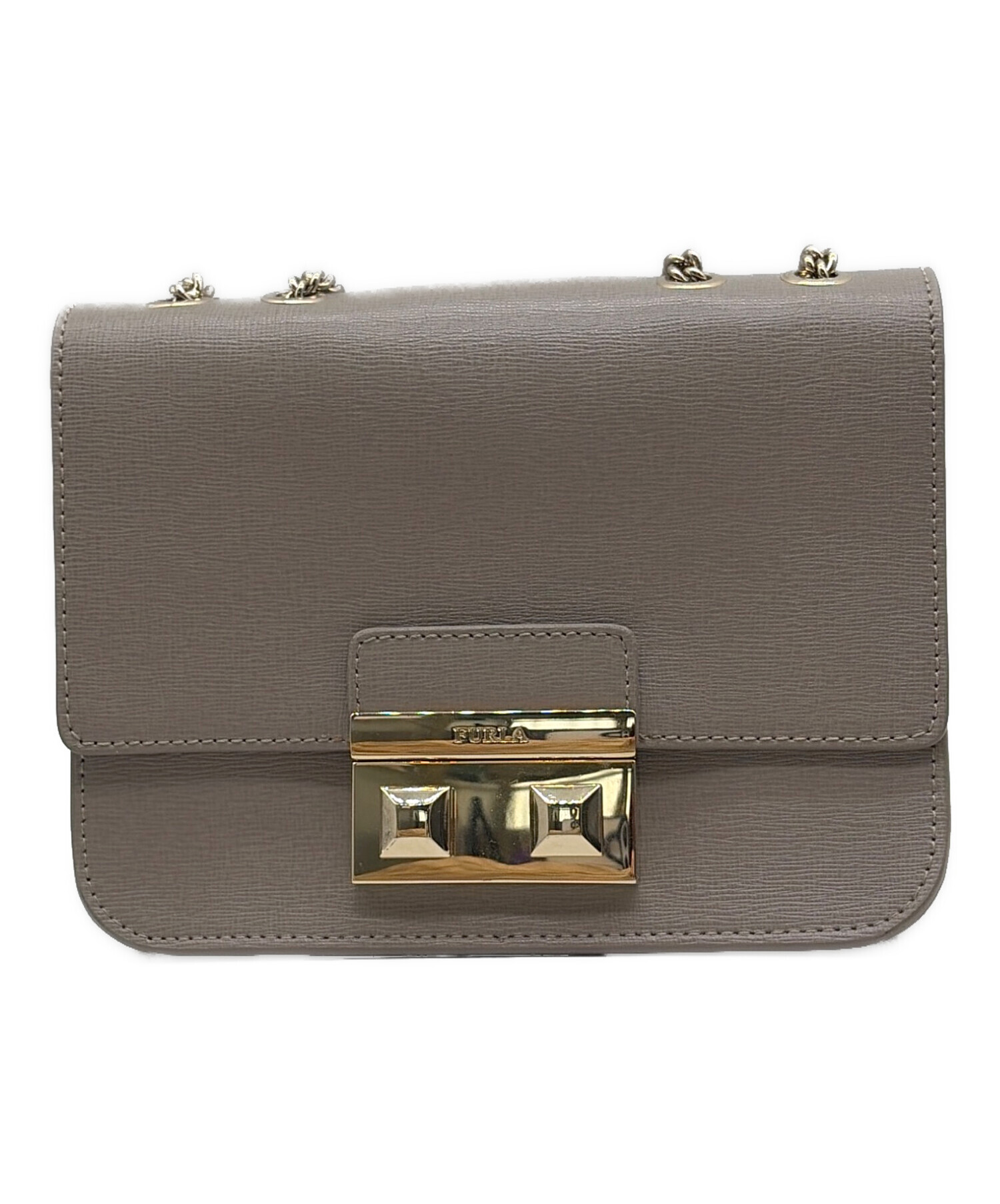 FURLA フルラ チェーン ショルダーバッグ ベージュ レディース ブランド 中古・古着通販】FURLA (フルラ) チェーンショルダーバッグ ベージュ