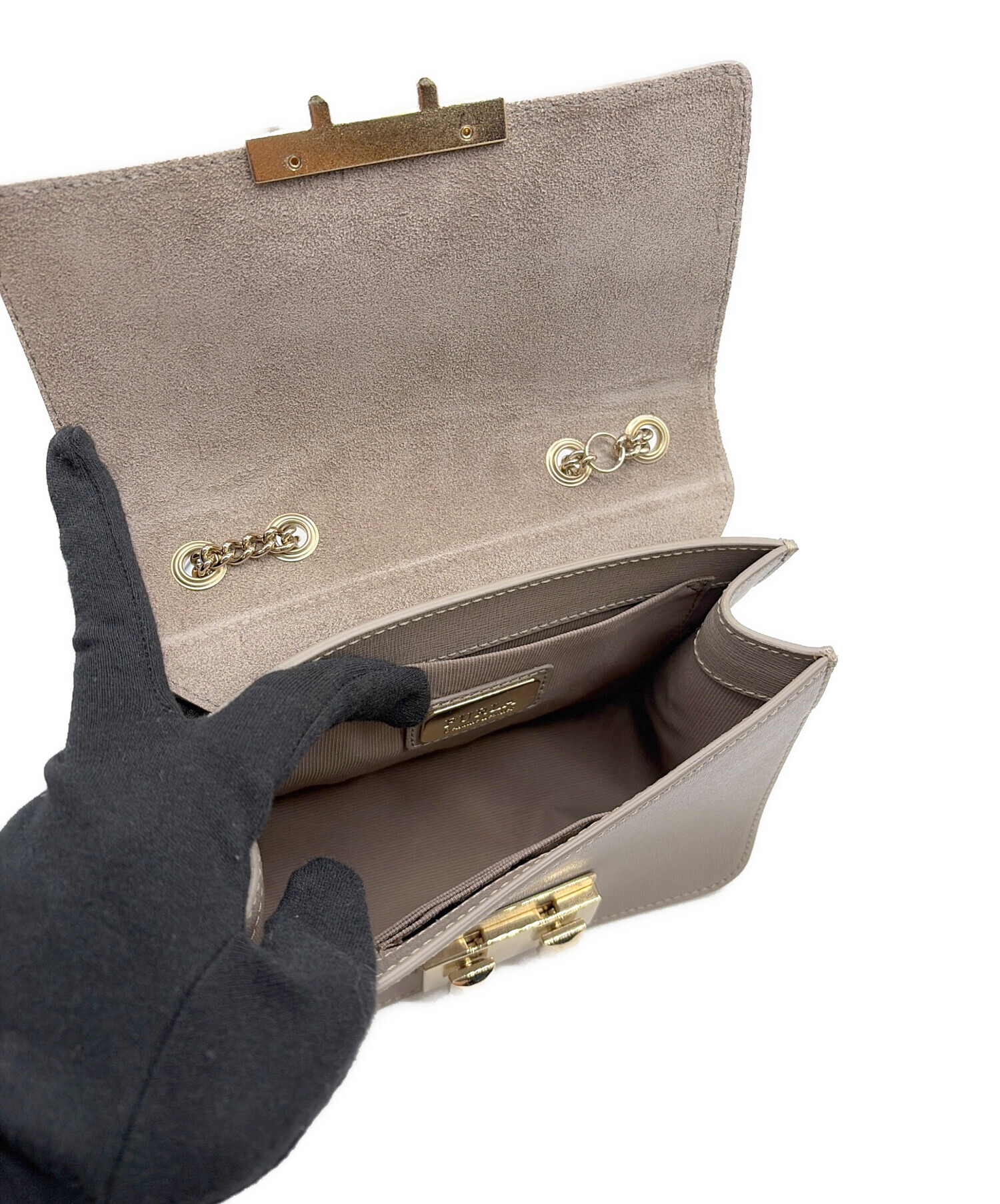 中古・古着通販】FURLA (フルラ) チェーンショルダーバッグ ベージュ