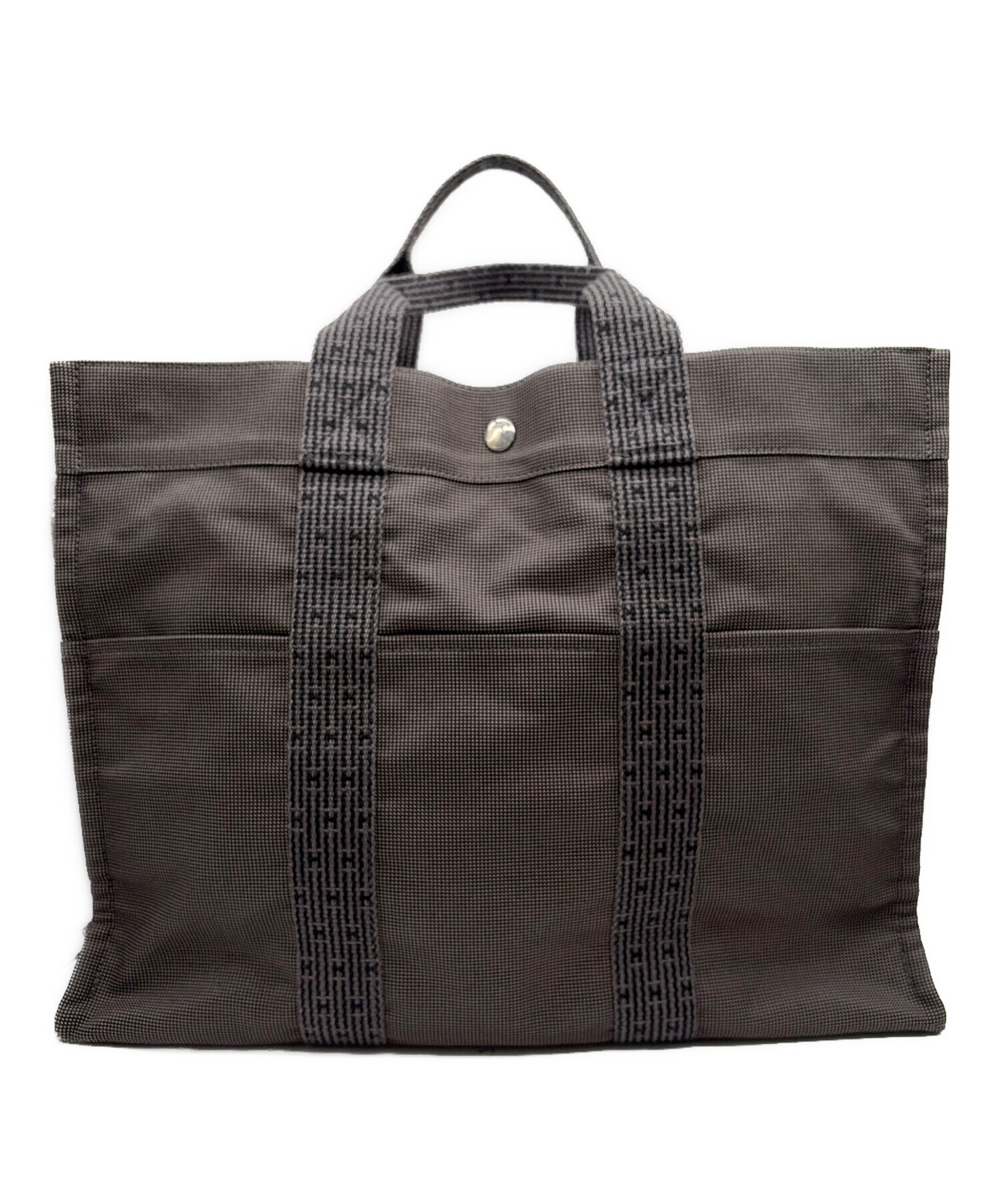 中古・古着通販】HERMES (エルメス) トートバッグ グレー×ブラック 