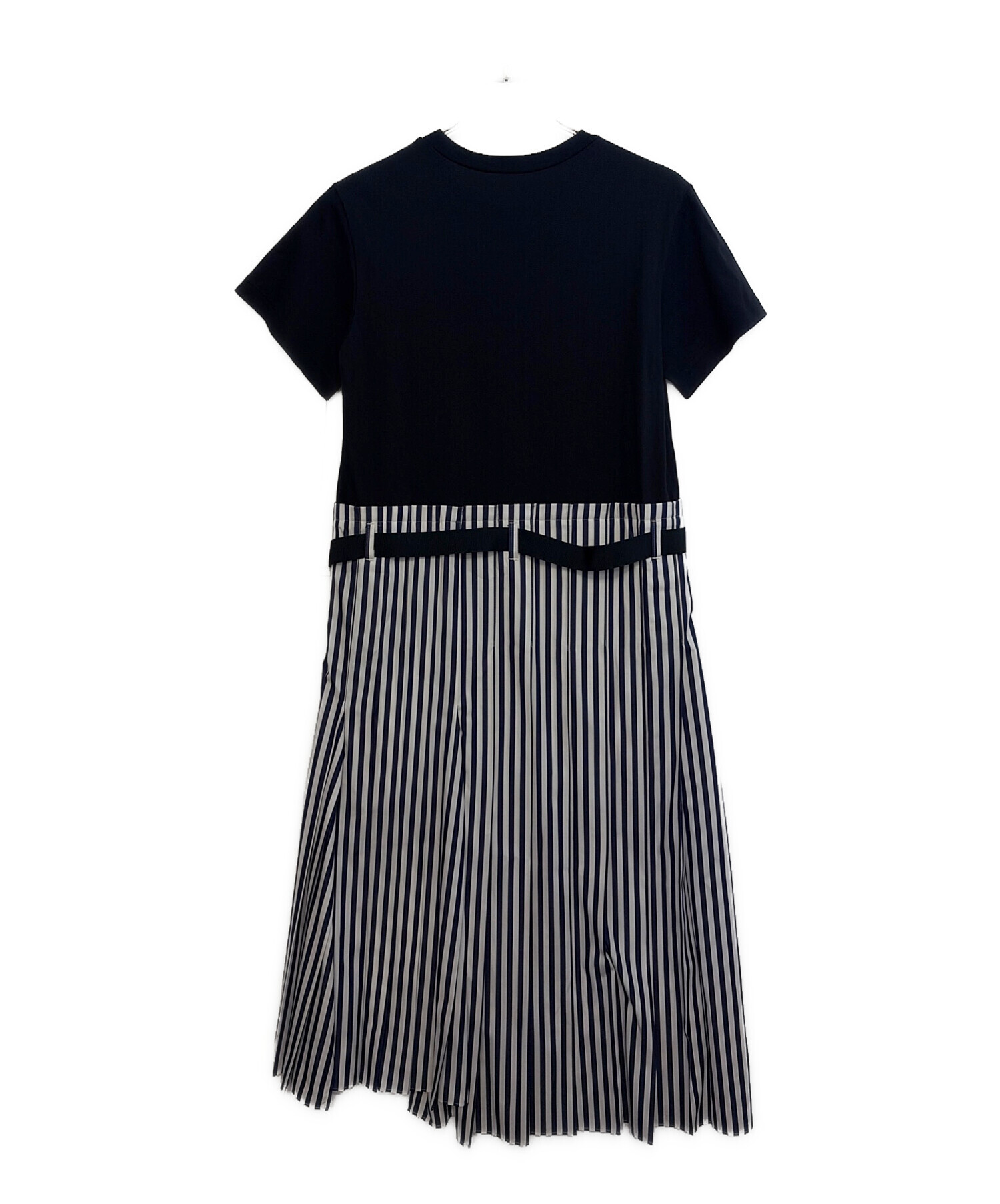 sacai ネイビー半袖ワンピース 中古・古着通販】sacai (サカイ) ワンピース ネイビー サイズ:2 未使用
