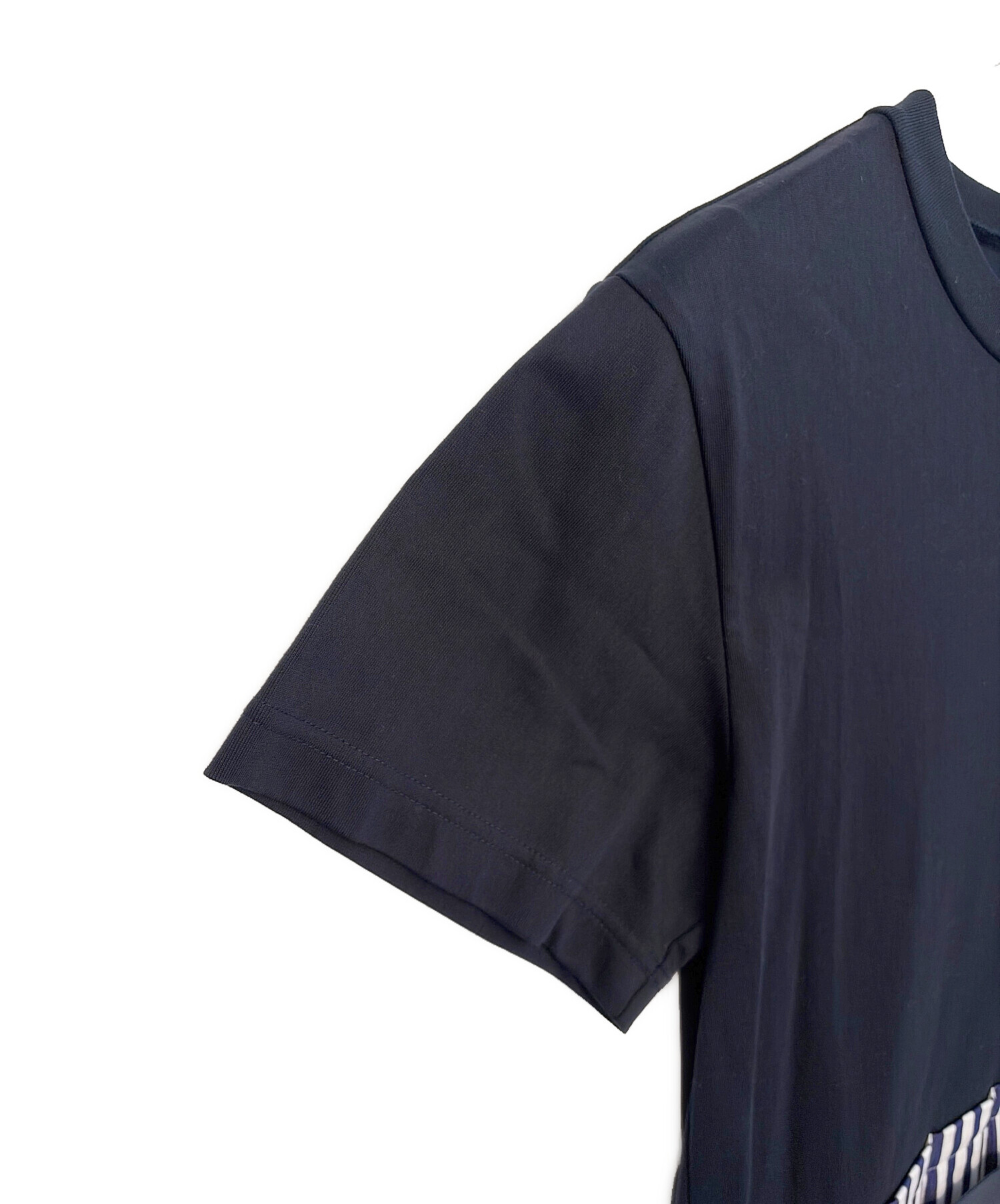 sacai ネイビー半袖ワンピース 中古・古着通販】sacai (サカイ) ワンピース ネイビー サイズ:2 未使用