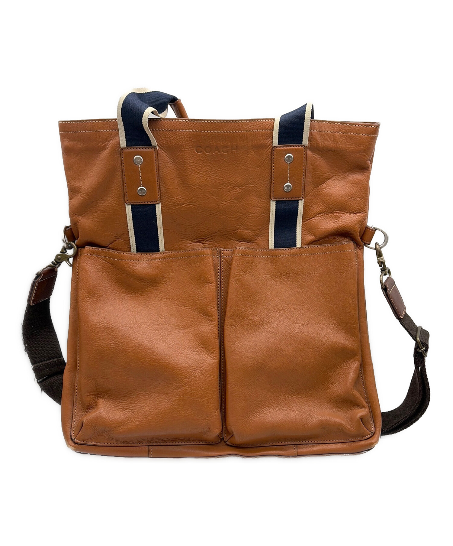 COACH 2WAY レザーバッグ　ブラウン 中古・古着通販】COACH (コーチ) レザー2WAYバッグ ブラウン｜ブランド
