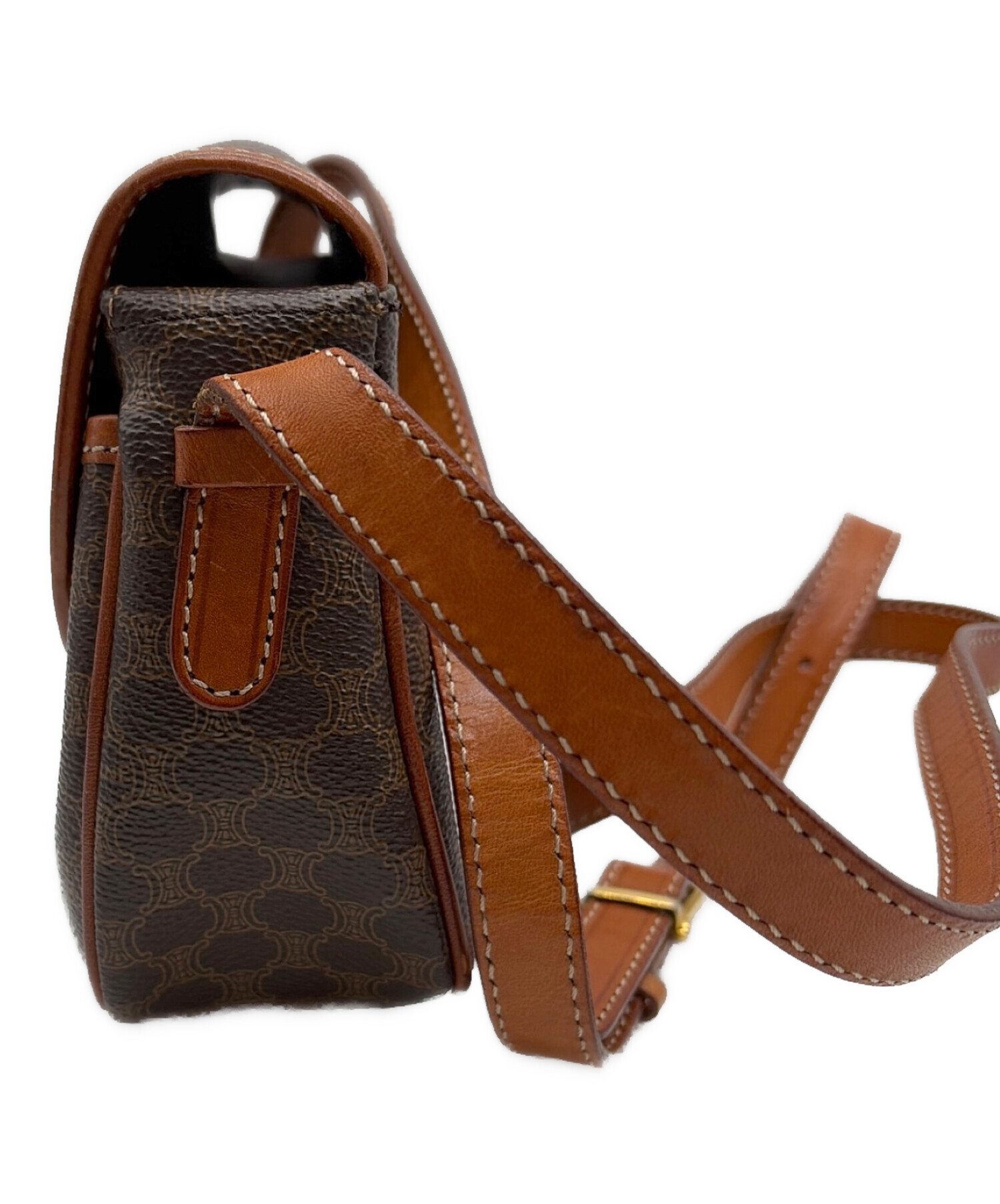 CELINE セリーヌ ショルダーバッグ  茶 【古着】【中古】【送料無料】 中古・古着通販】CELINE (セリーヌ) ショルダーバッグ ベージュ