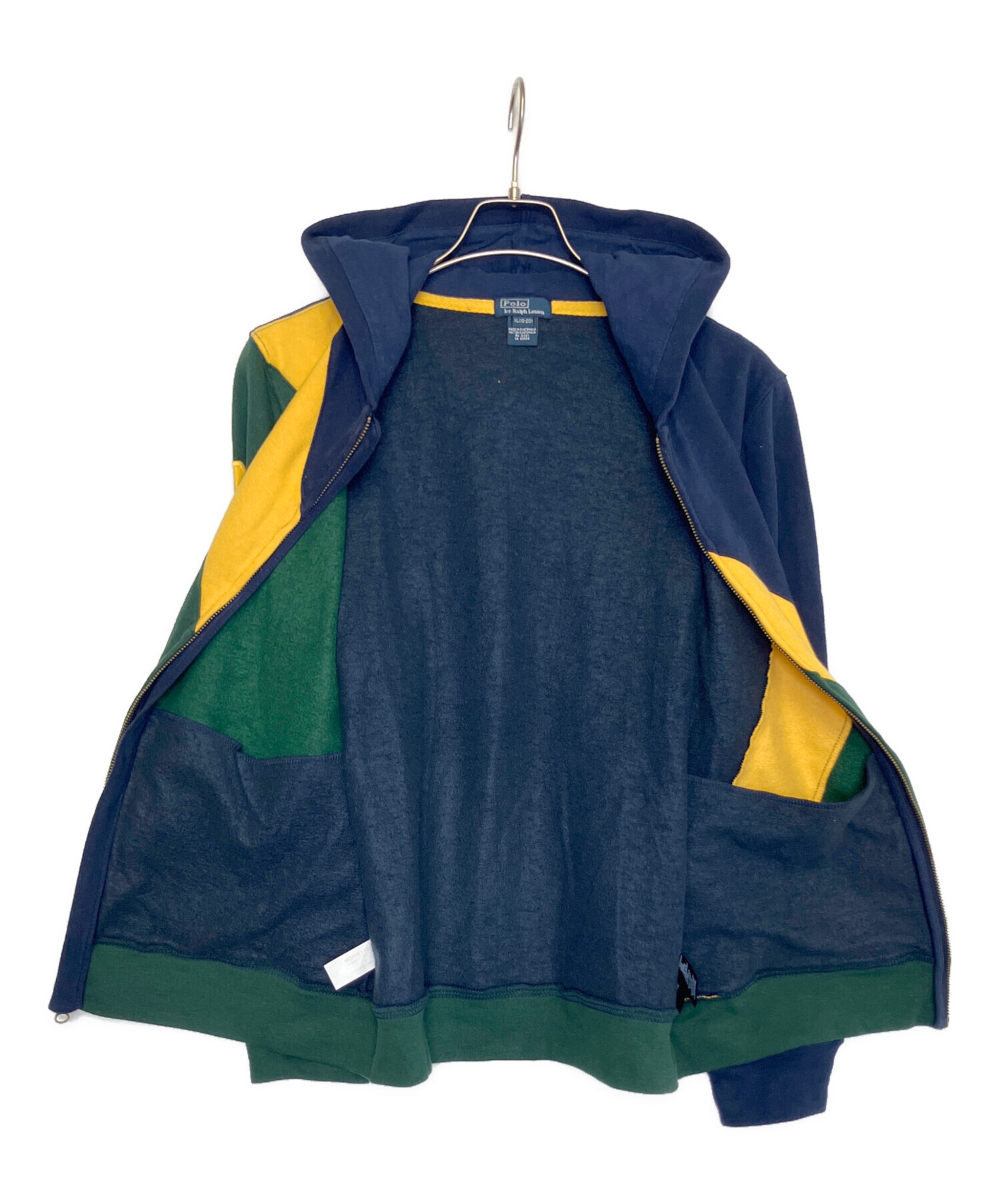 POLO RALPH LAUREN パーカー ネイビー ネオンイエロー 中古・古着通販】POLO RALPH LAUREN (ポロ・ラルフローレン) ジップ