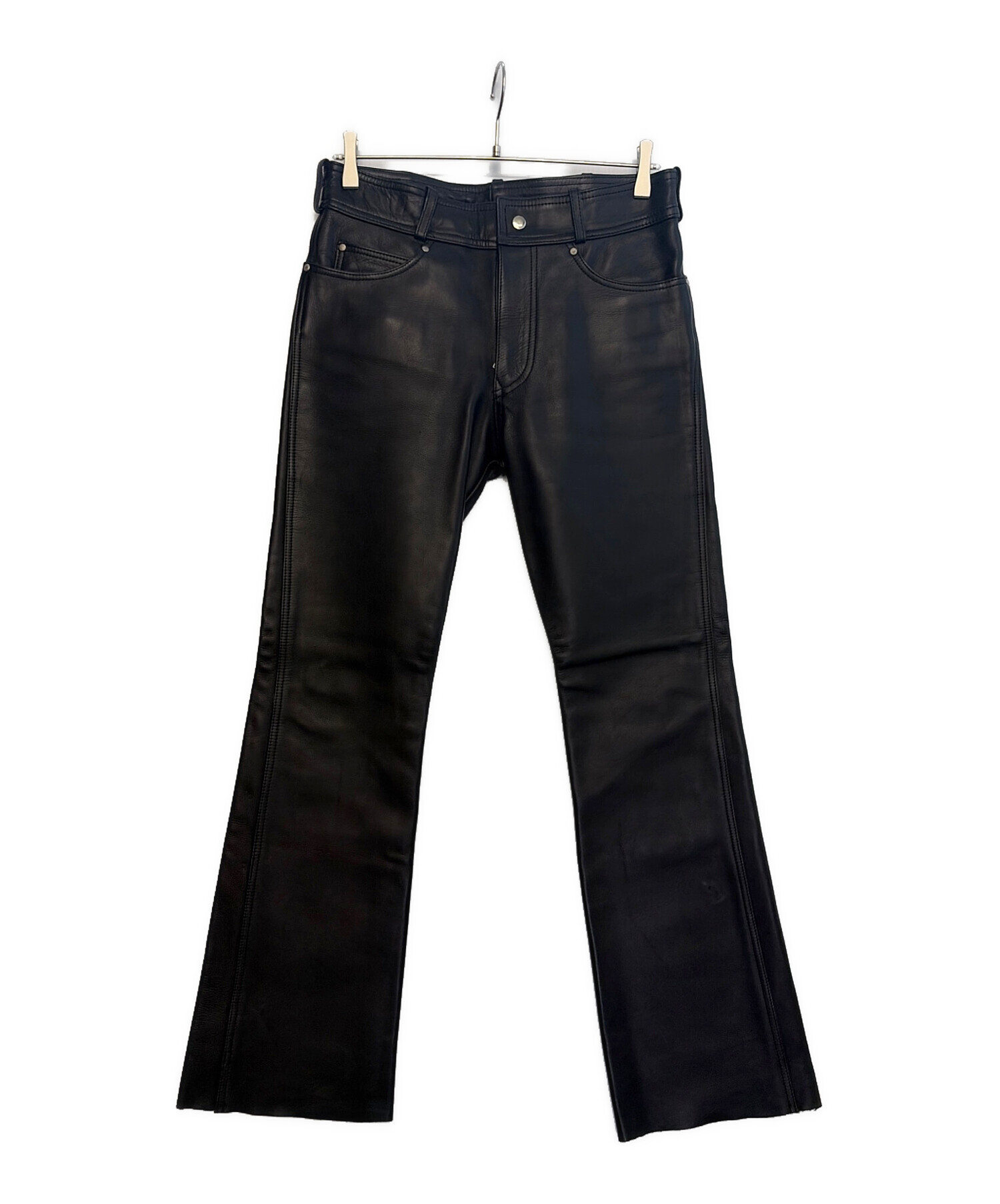 HARLEY-DAVIDSON ブラックレザーパンツ 中古・古着通販】HARLEY-DAVIDSON (ハーレーダビッドソン) レザー