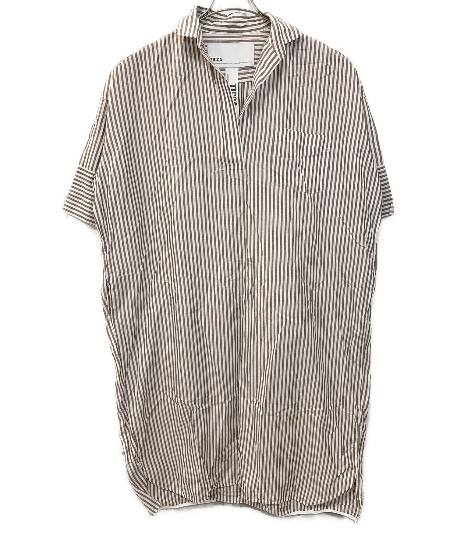 中古・古着通販】TICCA (ティッカ) スキッパーシャツワンピース 