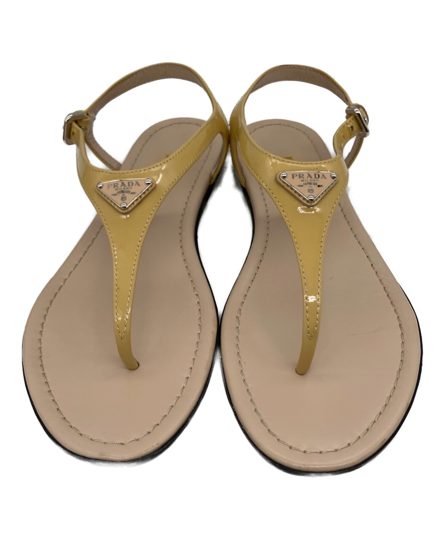 中古・古着通販】PRADA (プラダ) Tストラップサンダル イエロー サイズ
