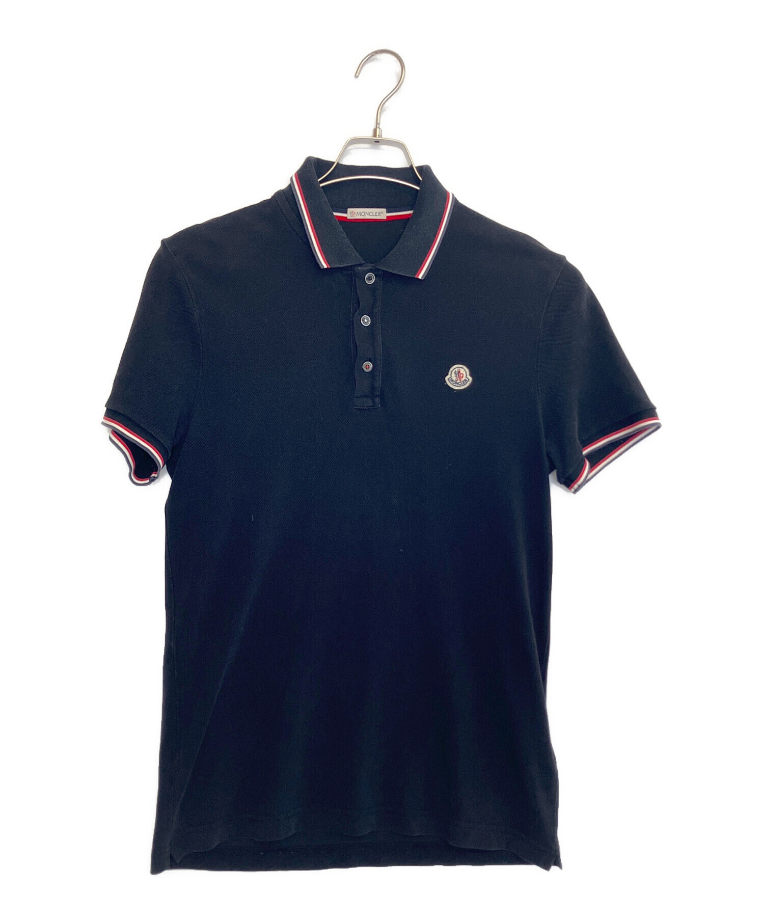 【美品】MONCLER モンクレール　ビッグロゴ　ポロシャツ 中古・古着通販】MONCLER (モンクレール) ポロシャツ ブラック サイズ