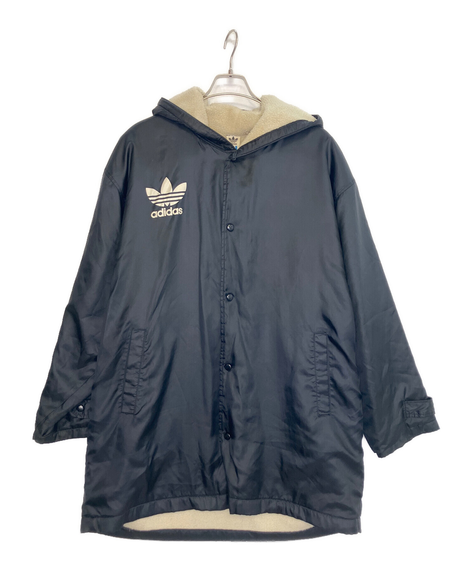 ヴィンテージ 古着 adidas アディダス ベンチコート デサント製　黒　L 中古・古着通販】adidas (アディダス) ベンチコート ブラック×ベージュ