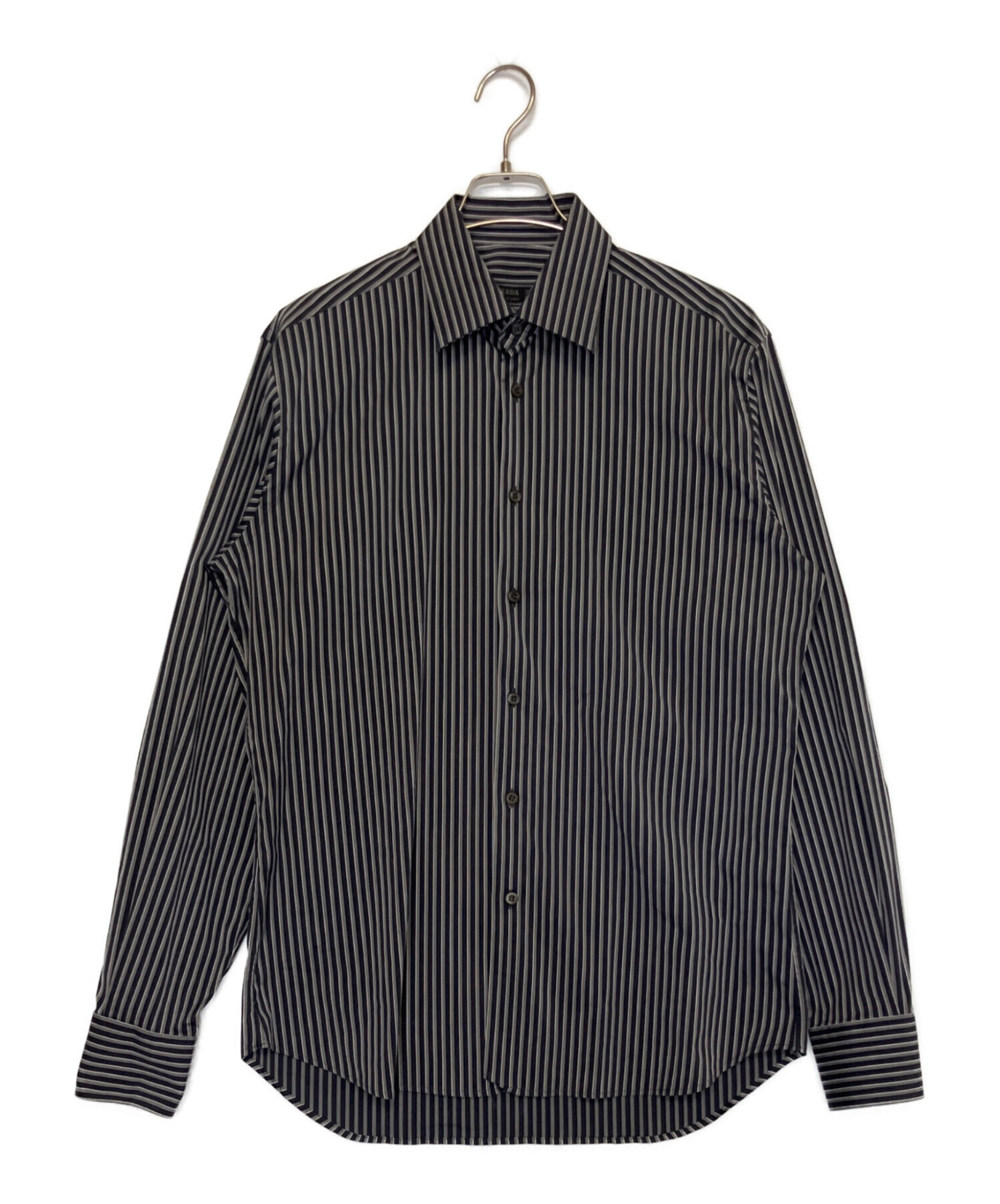 中古・古着通販】PRADA (プラダ) 長袖シャツ ブラック×グレー サイズ
