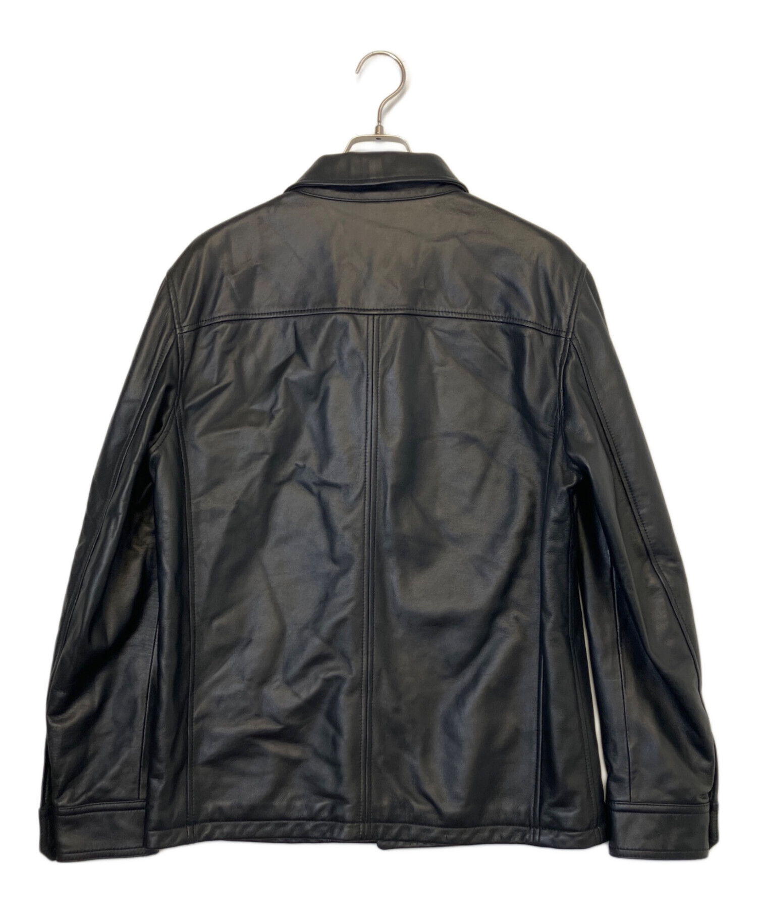 GARRETT レザージャケット ITALY製 48 黒 中古・古着通販】GARRETT (ギャレット) レザージャケット ブラック